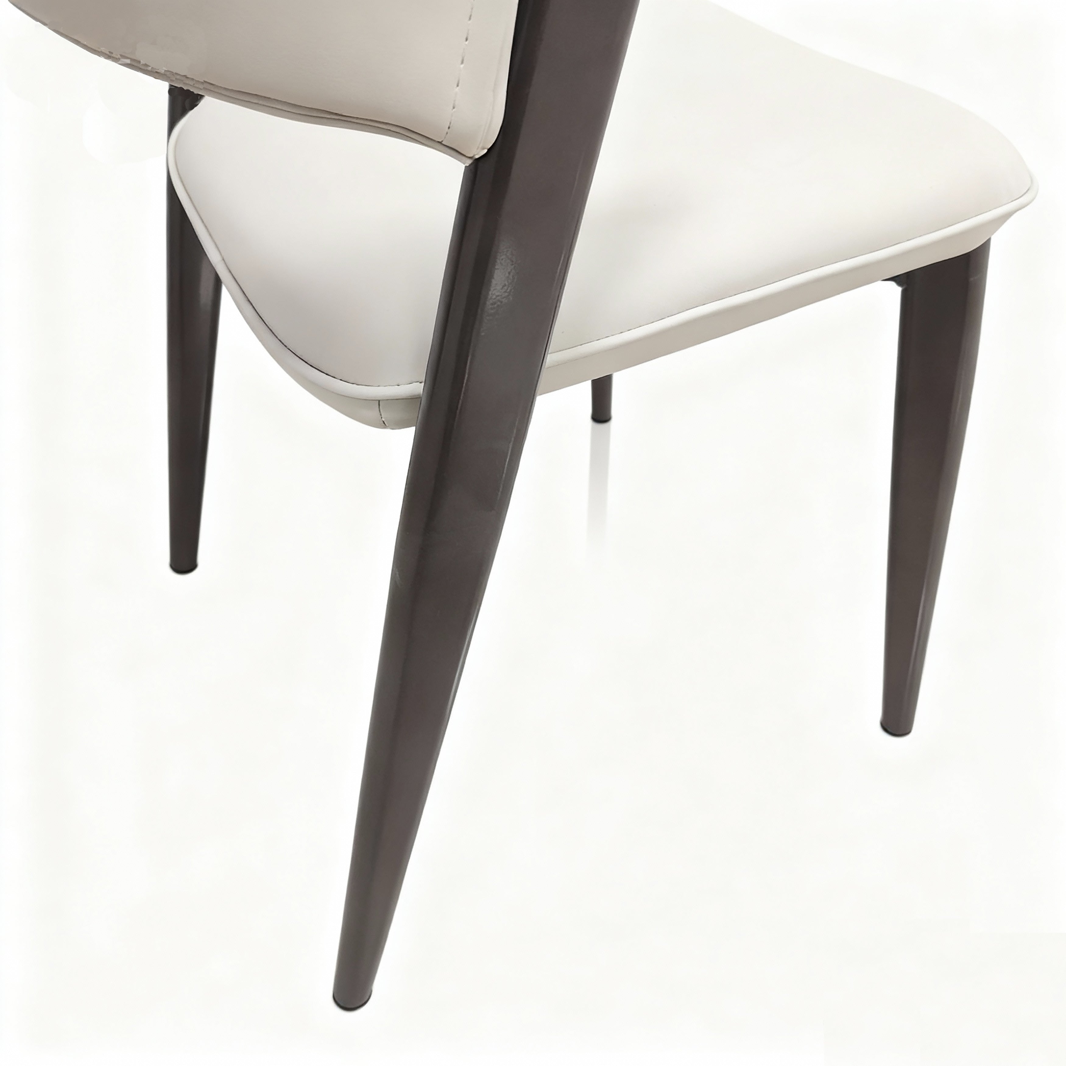 Aspen Dining Chairs Upholstered in Leather with Black Metal Legs