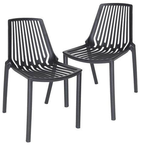 Acken Mid Century Modern Plastic Stackable Dining Chair Set of 2