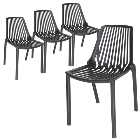 Acken Mid Century Modern Plastic Stackable Dining Chair Set of 4
