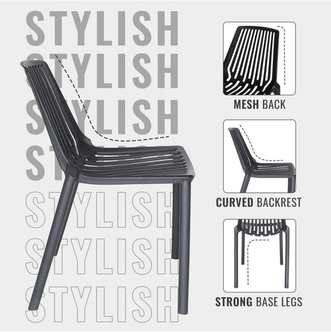 Acken Mid Century Modern Plastic Stackable Dining Chair Set of 4