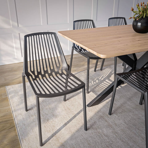 Acken Mid Century Modern Plastic Stackable Dining Chair Set of 2