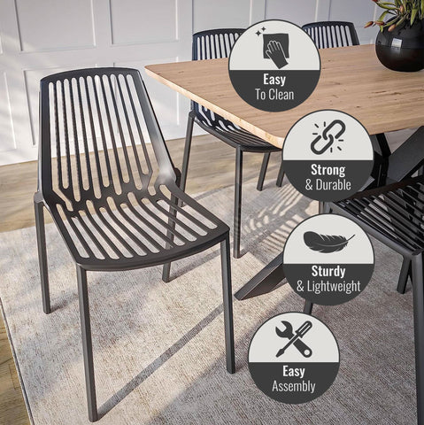 Acken Mid Century Modern Plastic Stackable Dining Chair Set of 2
