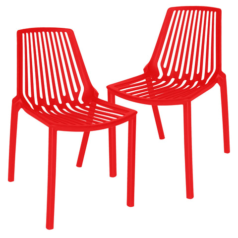 Acken Mid Century Modern Plastic Stackable Dining Chair Set of 2