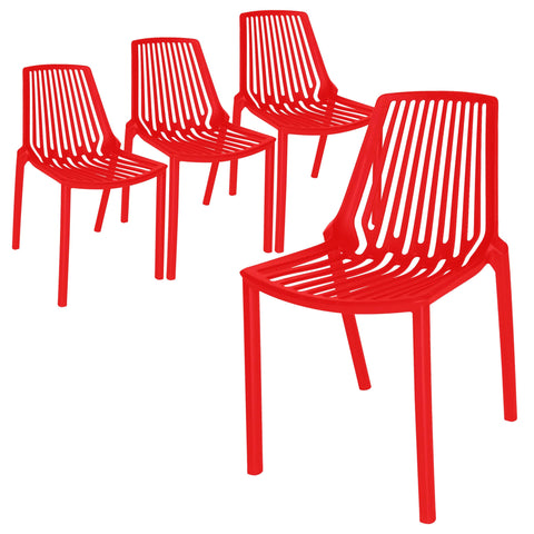 Acken Mid Century Modern Plastic Stackable Dining Chair Set of 4