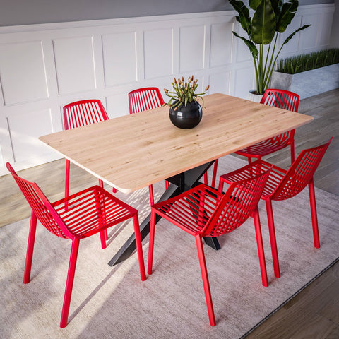 Acken Mid Century Modern Plastic Stackable Dining Chair Set of 2