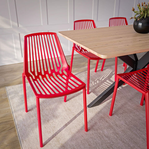 Acken Mid Century Modern Plastic Stackable Dining Chair Set of 4