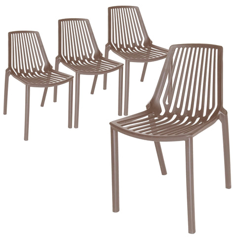 Acken Mid Century Modern Plastic Stackable Dining Chair Set of 4