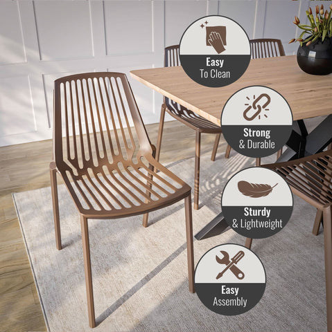 Acken Mid Century Modern Plastic Stackable Dining Chair Set of 2
