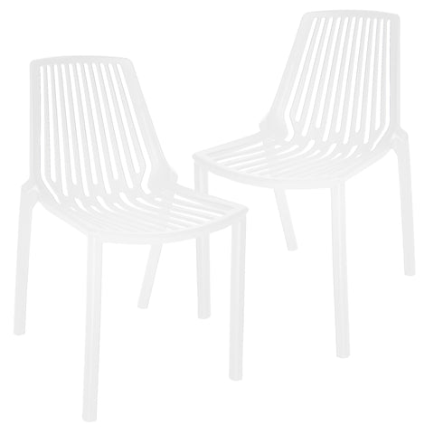 Acken Mid Century Modern Plastic Stackable Dining Chair Set of 2