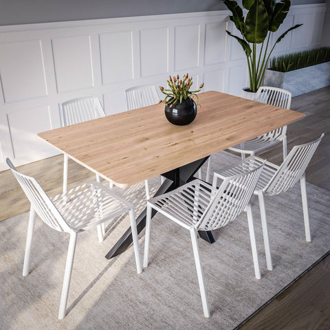 Acken Mid Century Modern Plastic Stackable Dining Chair Set of 2