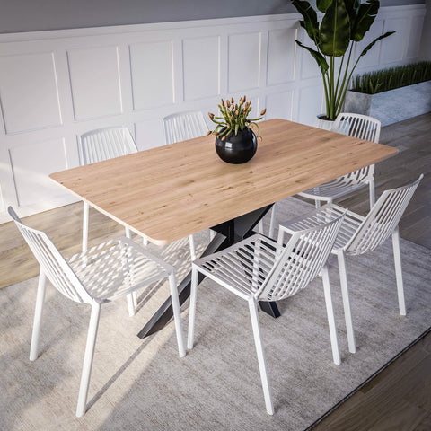 Acken Mid Century Modern Plastic Stackable Dining Chair Set of 4