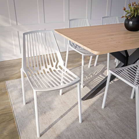 Acken Mid Century Modern Plastic Stackable Dining Chair Set of 2