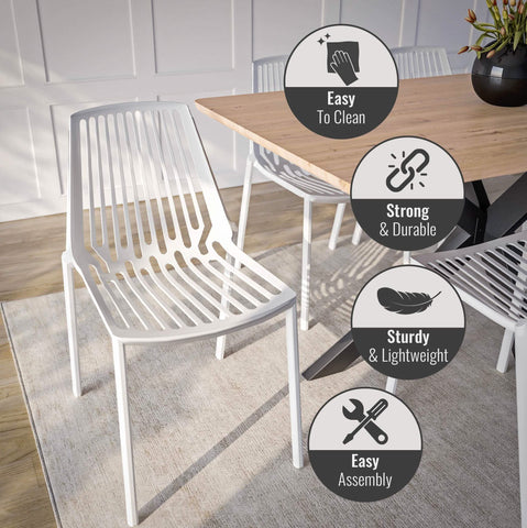 Acken Mid Century Modern Plastic Stackable Dining Chair Set of 4
