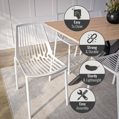 Acken Mid Century Modern Plastic Stackable Dining Chair Set of 2