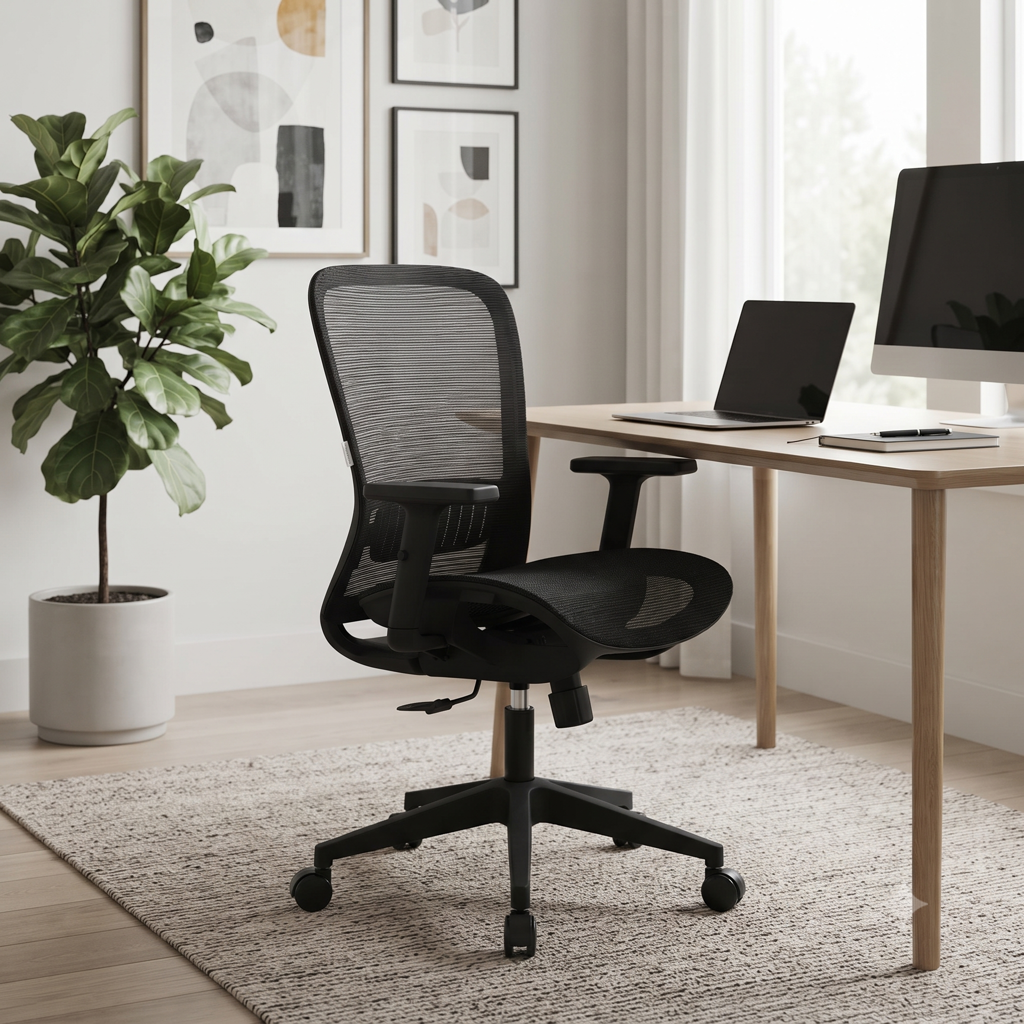 Amanda Adjustable Height Mesh Office Chair with Nylon Frame - Swivel and Tilt Mechanism