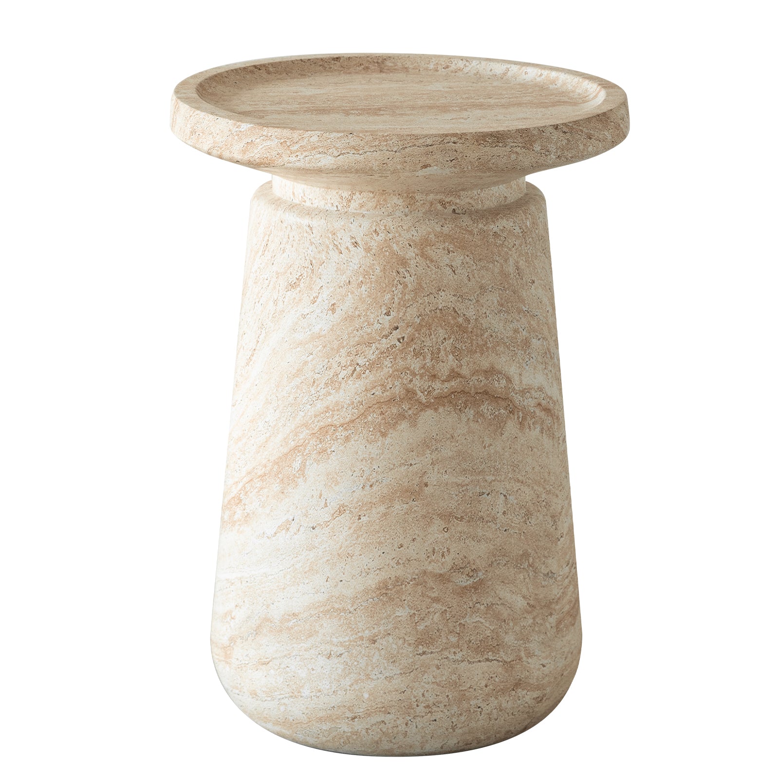 Aruba Fiberstone Side/End Table Tray-Top Design Pedestal Base