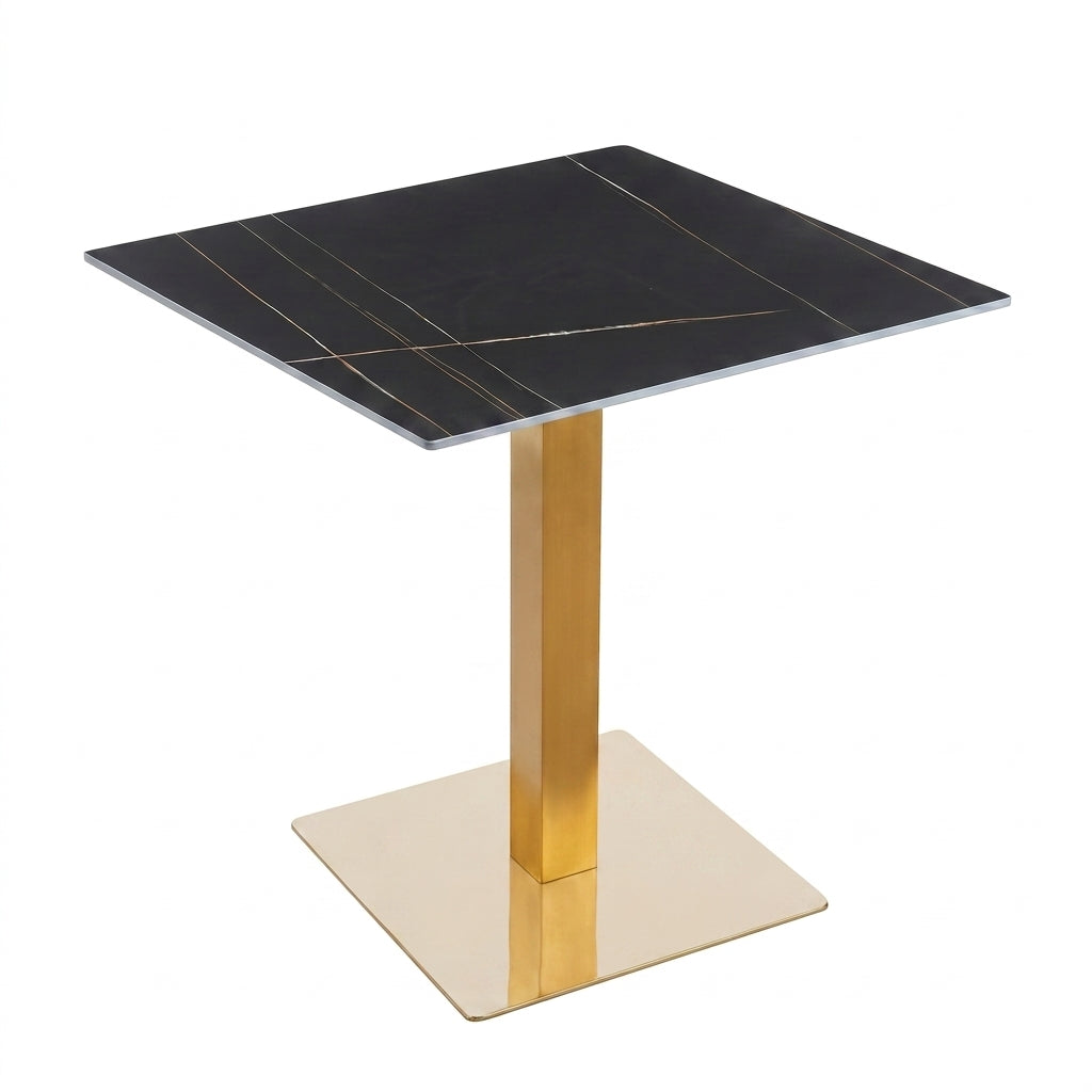 Avenue Collection 35" Square Sintered Stone Top Dining Table in Gold Iron Base
