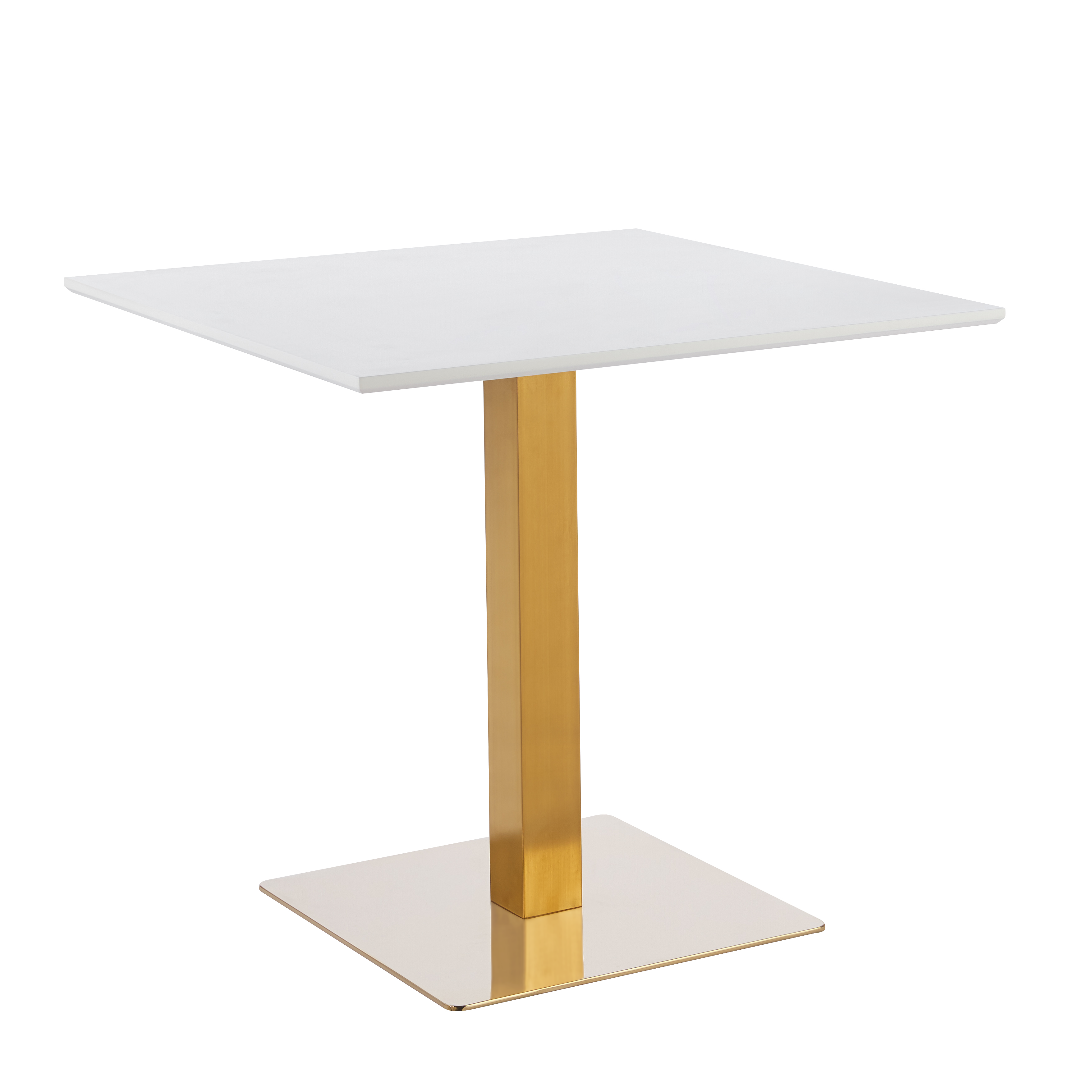Avenue Collection 35" Square Sintered Stone Top Dining Table in Gold Iron Base