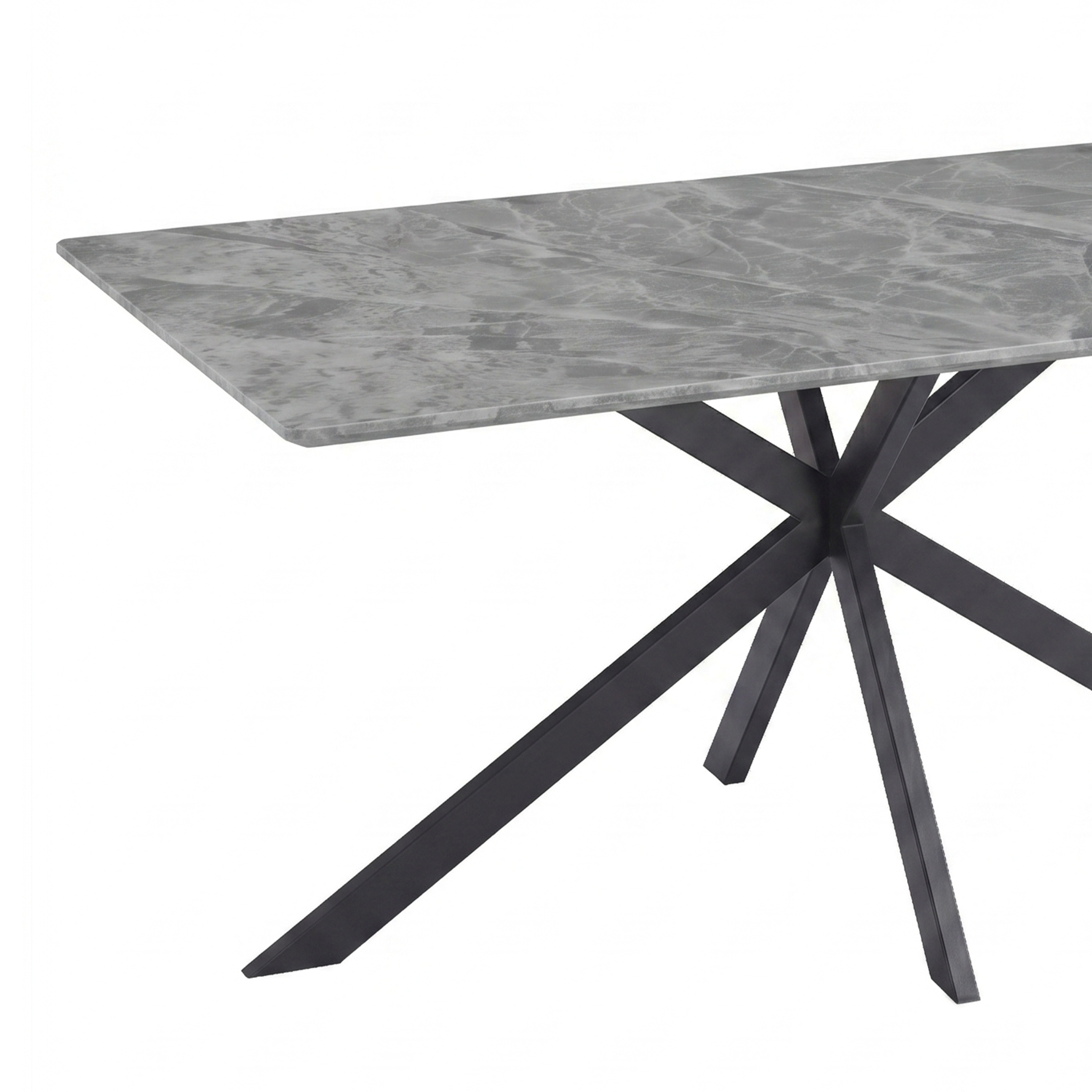 Apex 48 in. Rectangular Dining Table with Sintered Stone Tabletop in Black Steel Base
