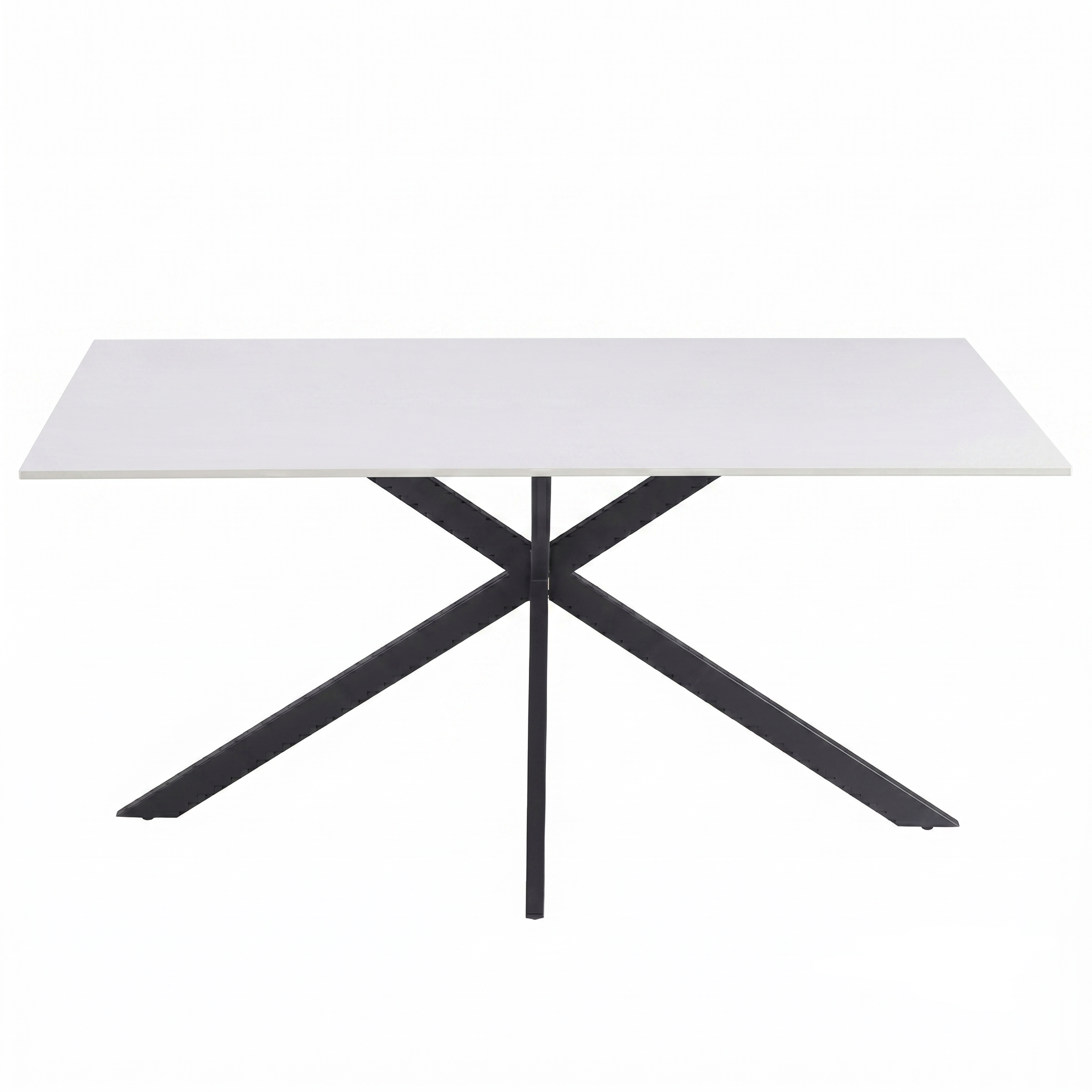 Apex 48 in. Rectangular Dining Table with Sintered Stone Tabletop in Black Steel Base