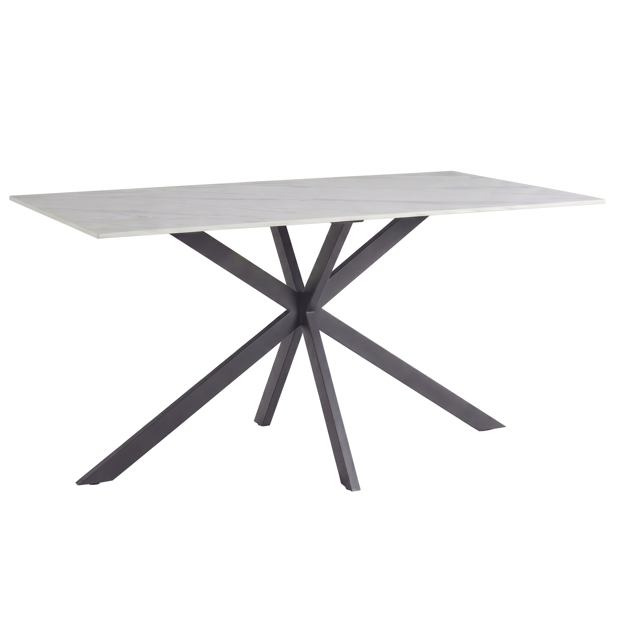 Apex 48 in. Rectangular Dining Table with Sintered Stone Tabletop in Black Steel Base