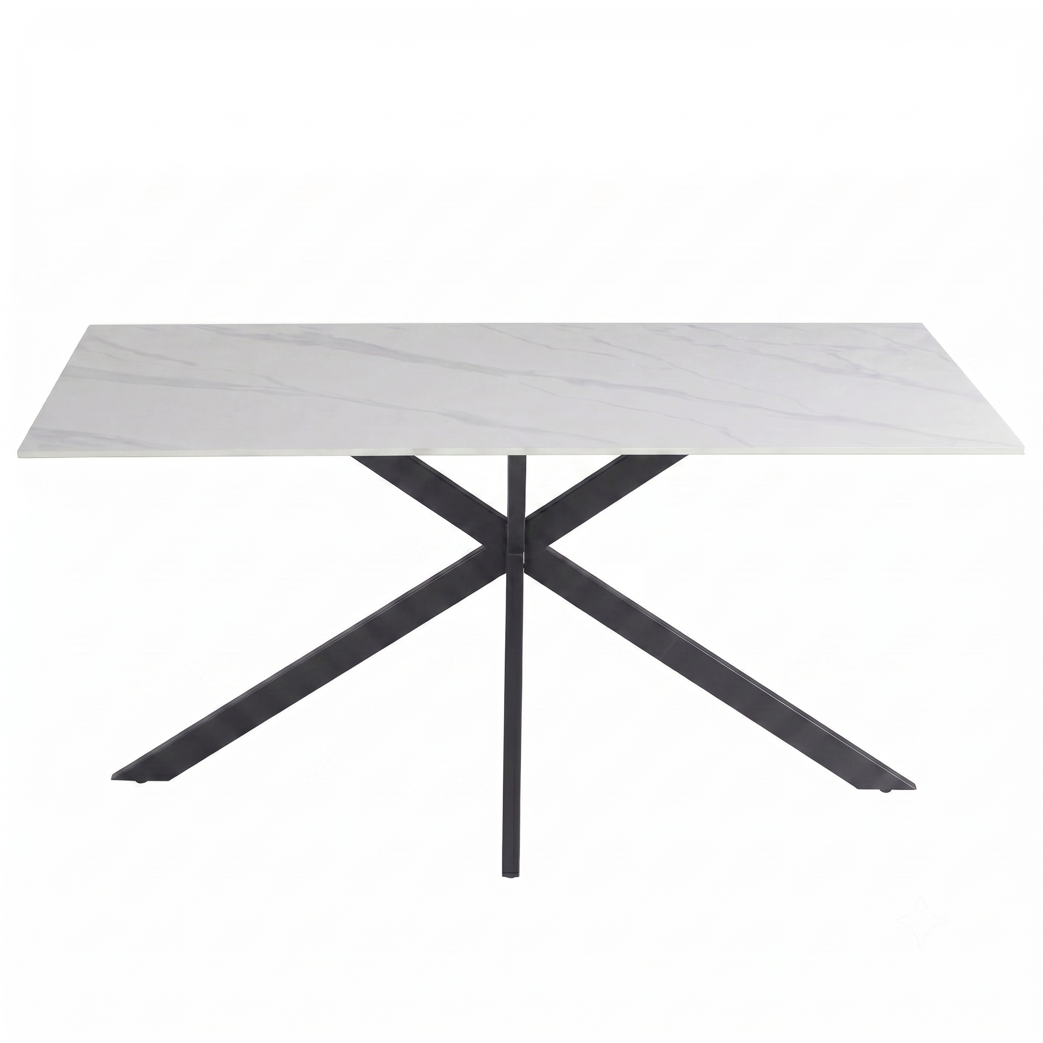 Apex 48 in. Rectangular Dining Table with Sintered Stone Tabletop in Black Steel Base