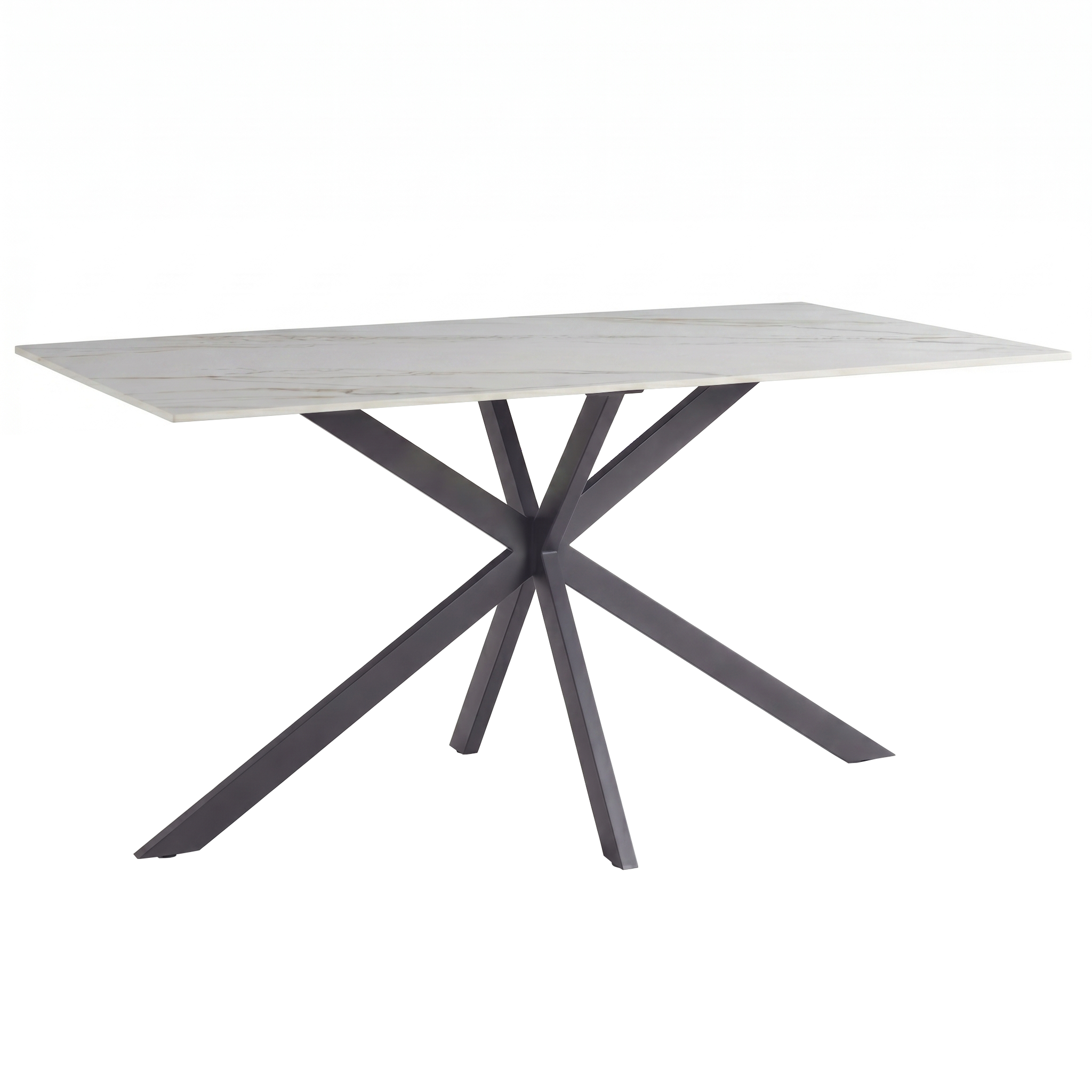 Apex 48 in. Rectangular Dining Table with Sintered Stone Tabletop in Black Steel Base