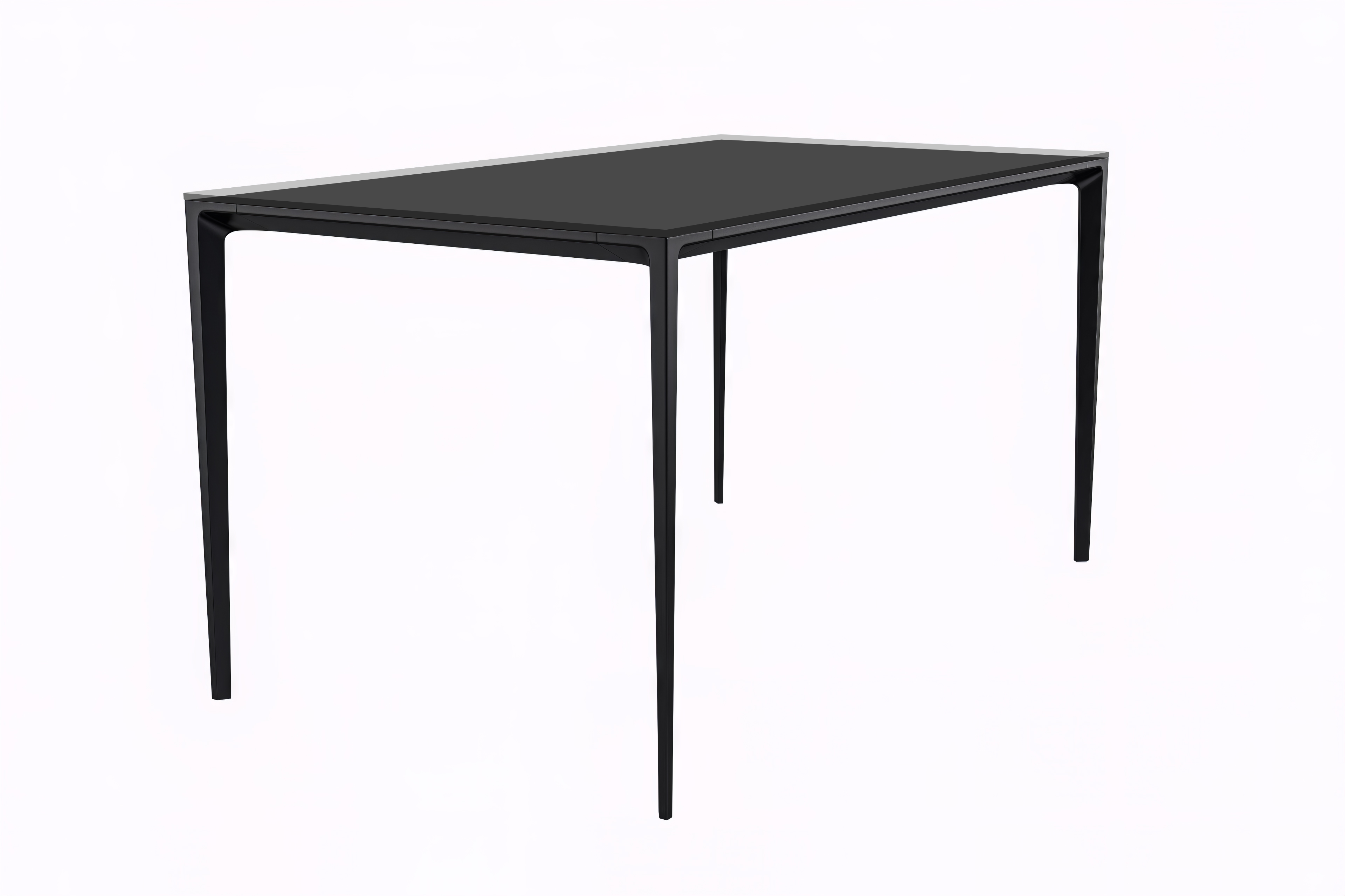 Avo Rectangular Dining Table with Sintered Stone/Glass Tabletop in Black Aluminum Base