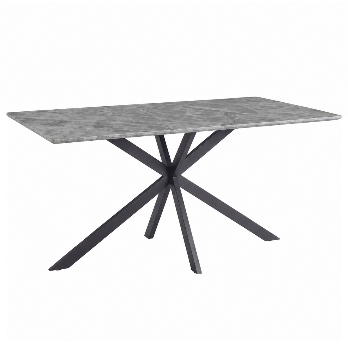 Apex Rectangular Dining Table with Sintered Stone Tabletop in Black Steel Base