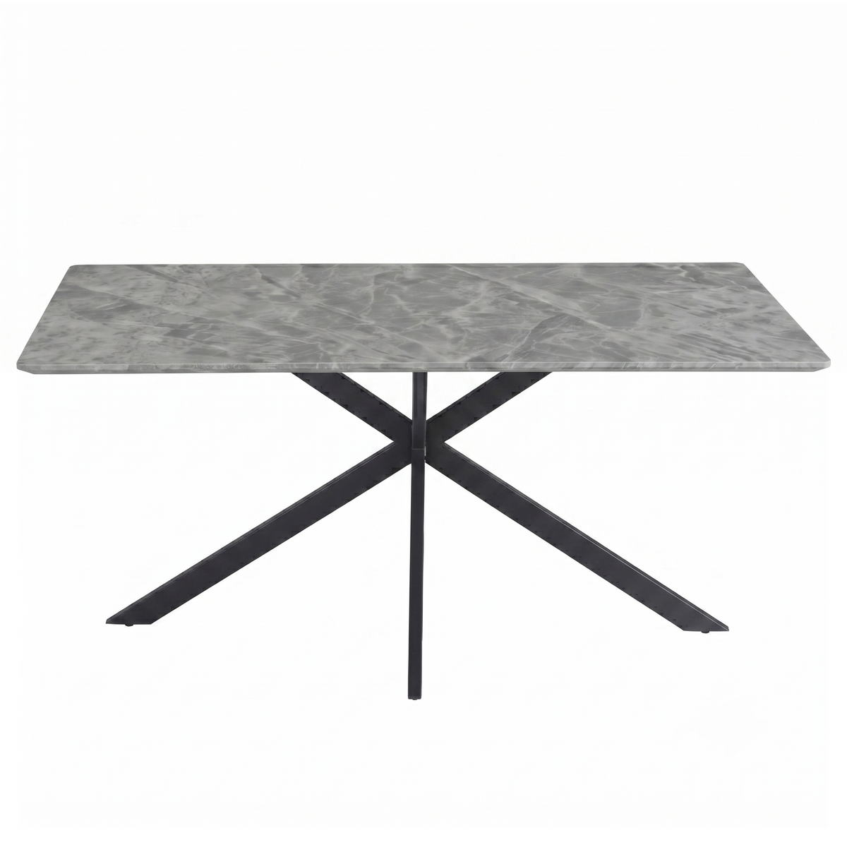 Apex Rectangular Dining Table with Sintered Stone Tabletop in Black Steel Base