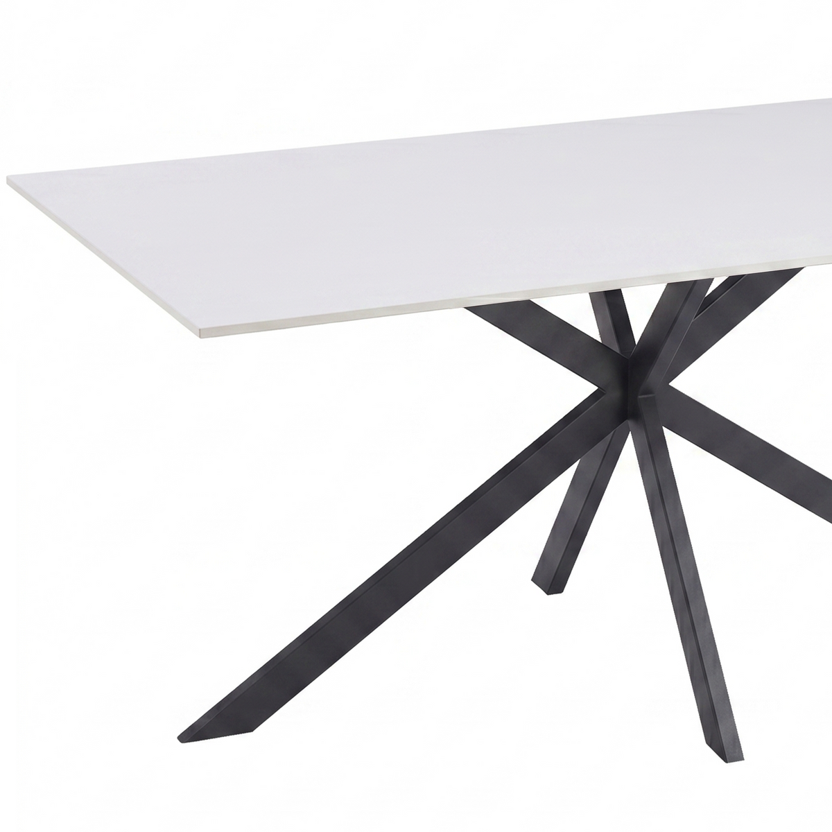 Apex Rectangular Dining Table with Sintered Stone Tabletop in Black Steel Base
