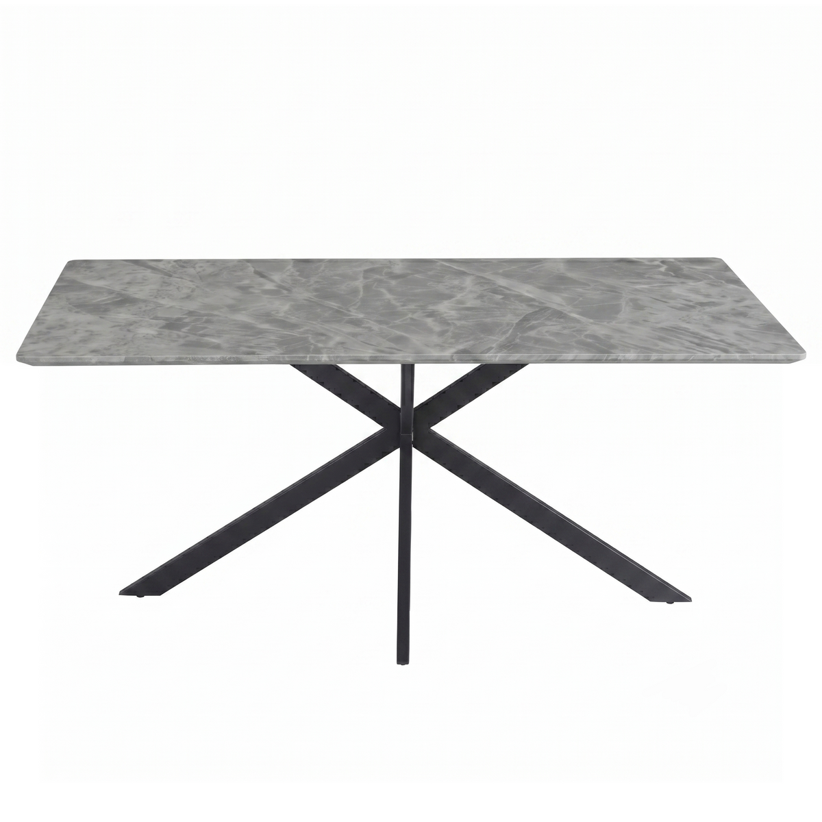 Apex Rectangular Dining Table with Sintered Stone Tabletop in Black Steel Base
