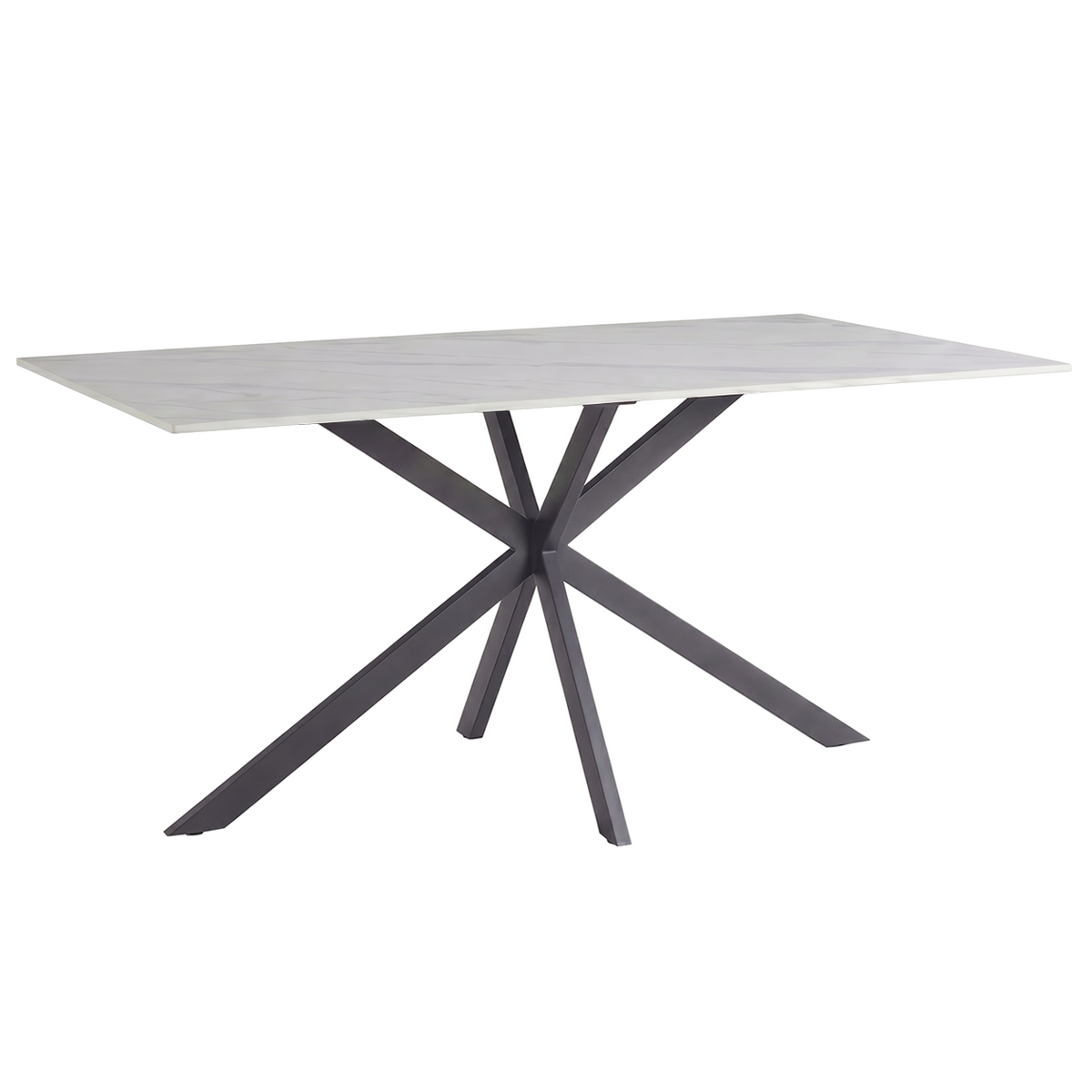 Apex Rectangular Dining Table with Sintered Stone Tabletop in Black Steel Base