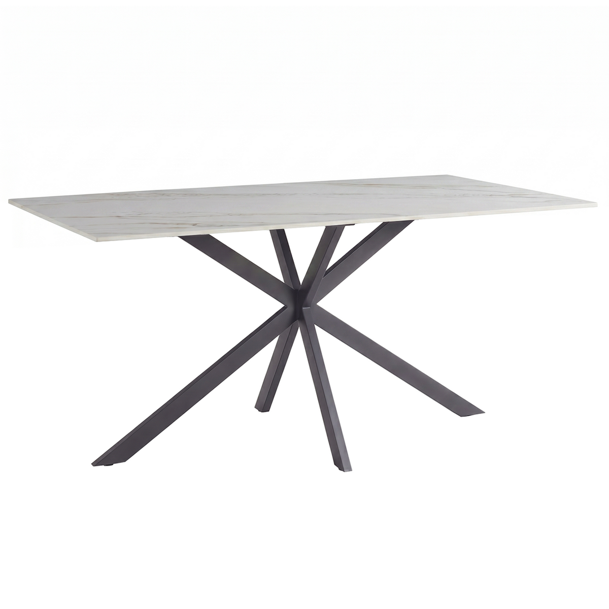 Apex Rectangular Dining Table with Sintered Stone Tabletop in Black Steel Base