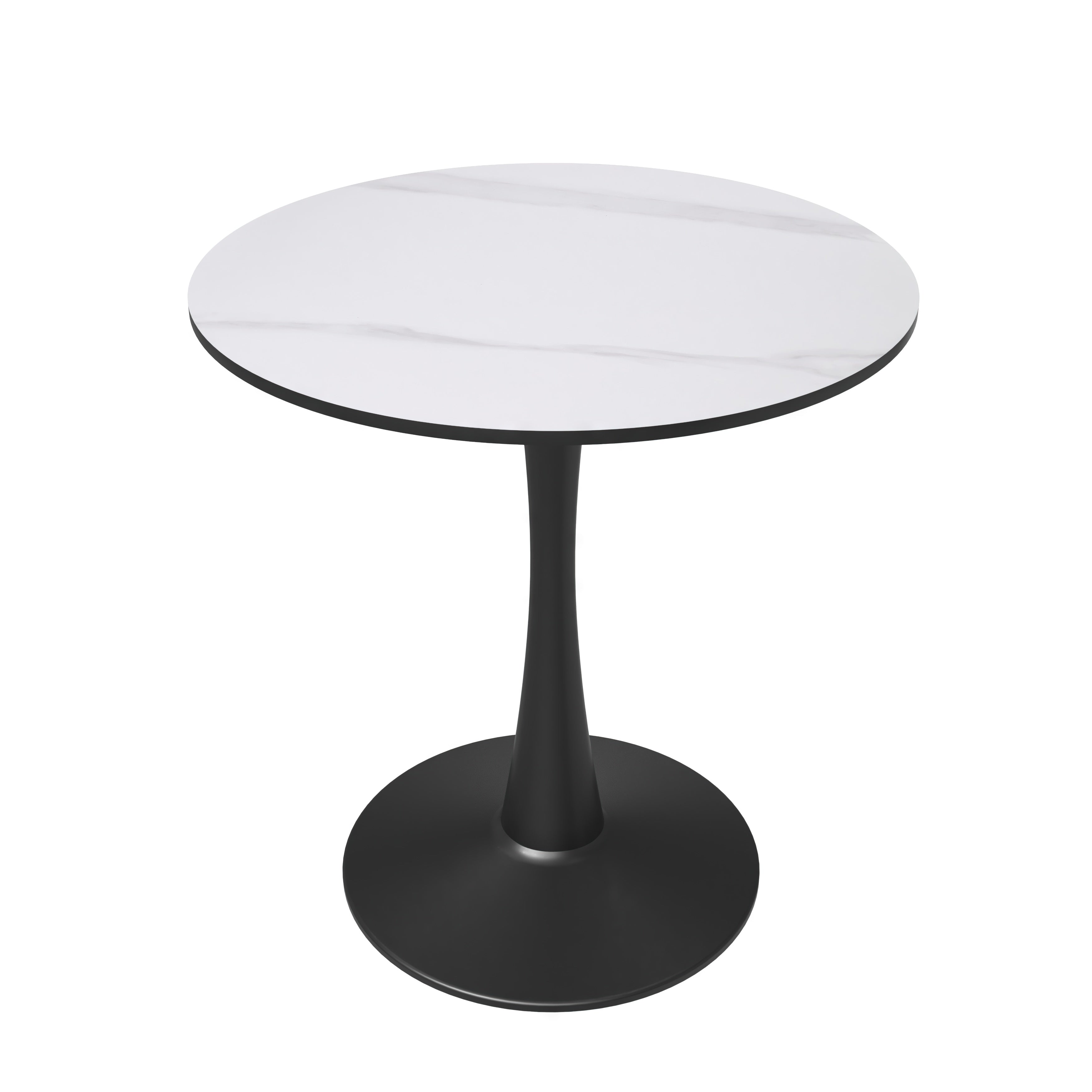 Bristol Round Dining Table with MDF/Sintered Stone/Glass Tabletop in Black Steel Base