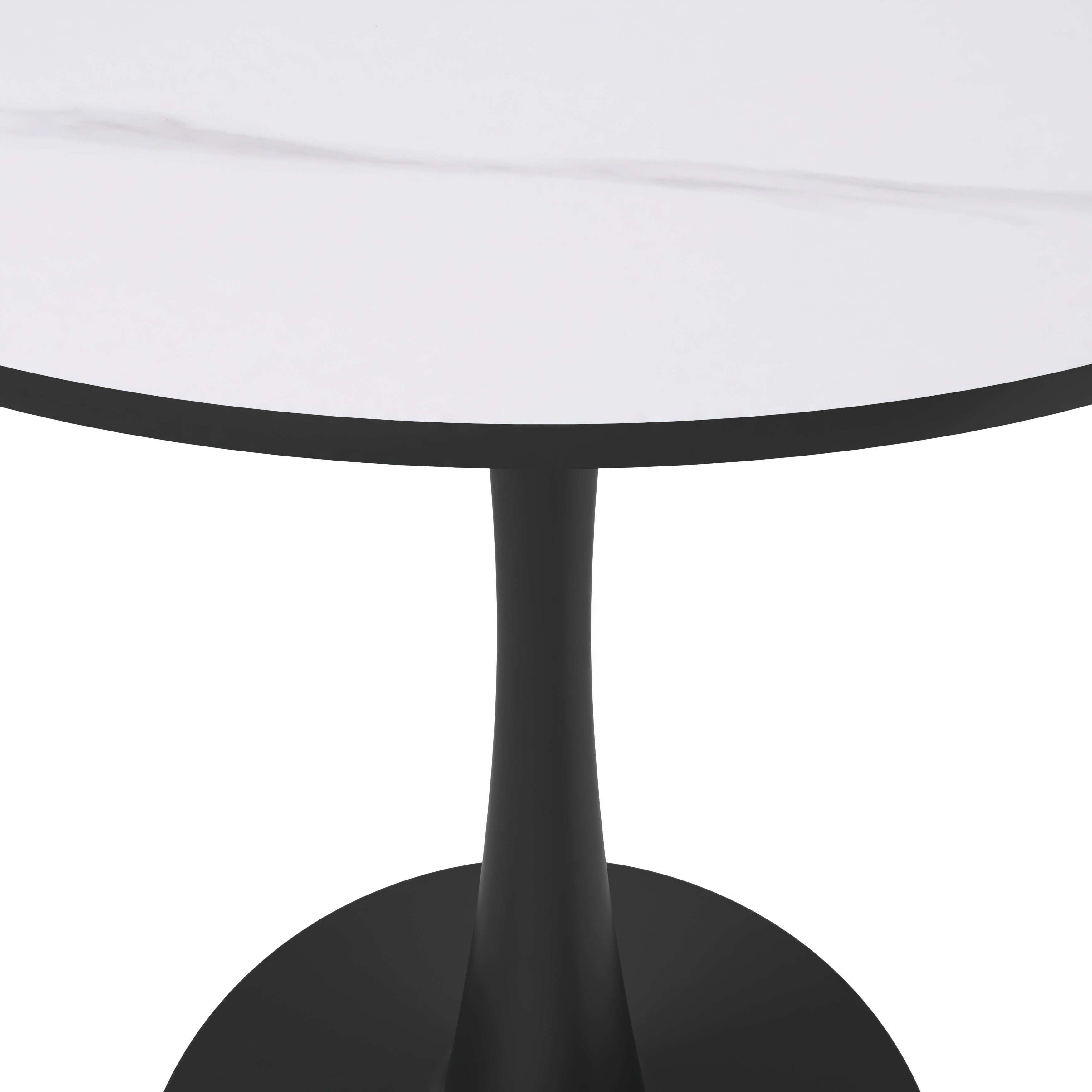 Bristol Round Dining Table with MDF/Sintered Stone/Glass Tabletop in Black Steel Base