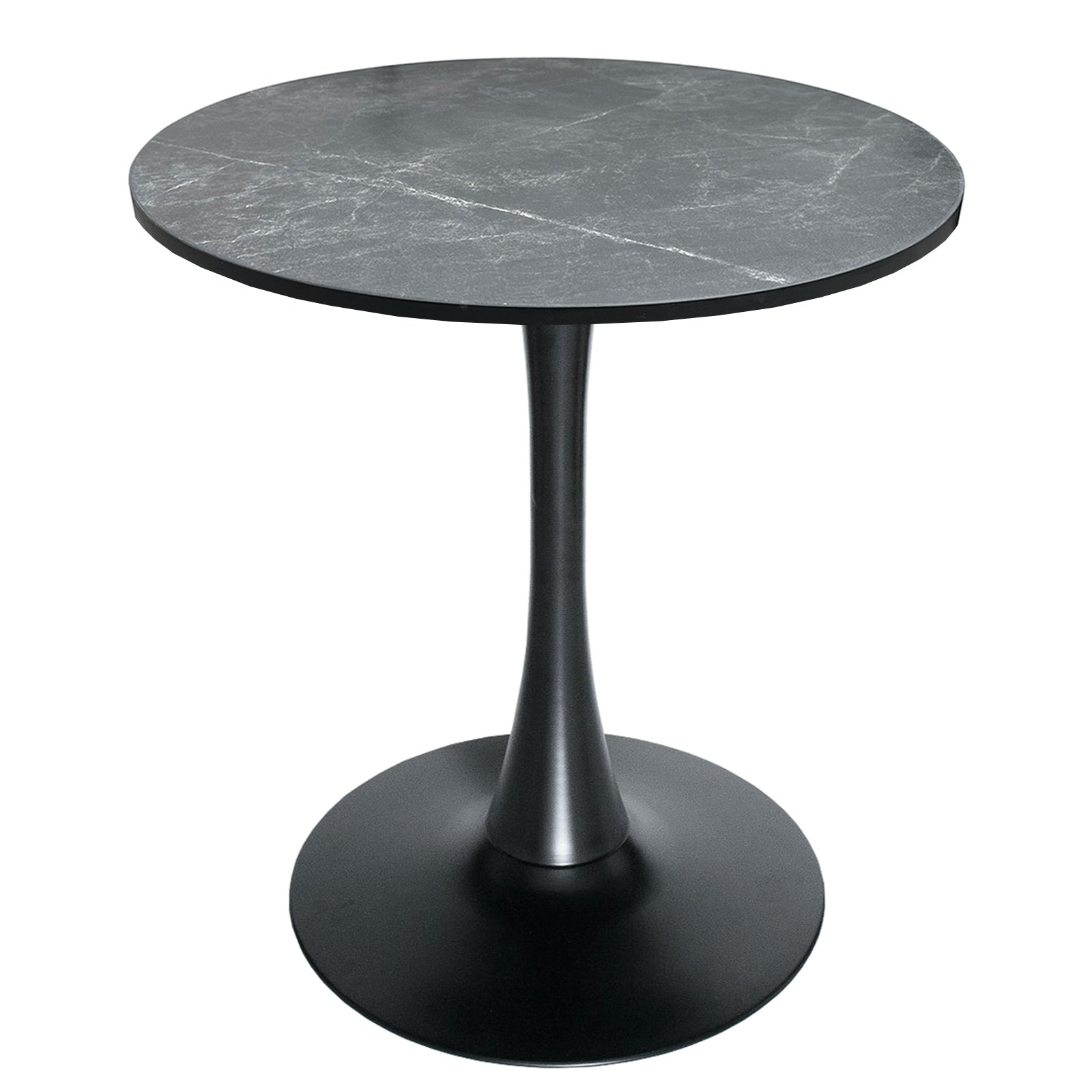 Bristol Round Dining Table with MDF/Sintered Stone/Glass Tabletop in Black Steel Base