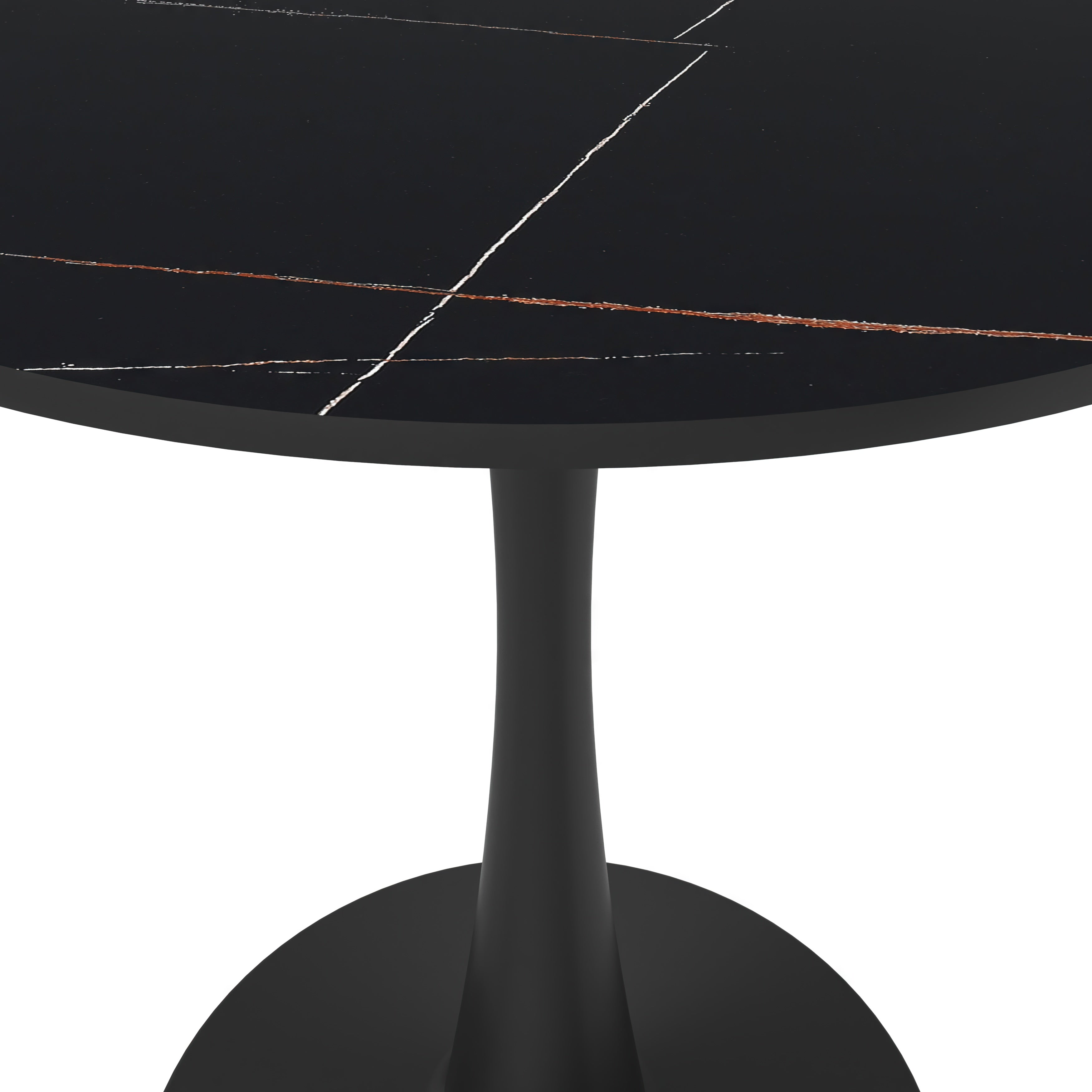 Bristol Round Dining Table with MDF/Sintered Stone/Glass Tabletop in Black Steel Base