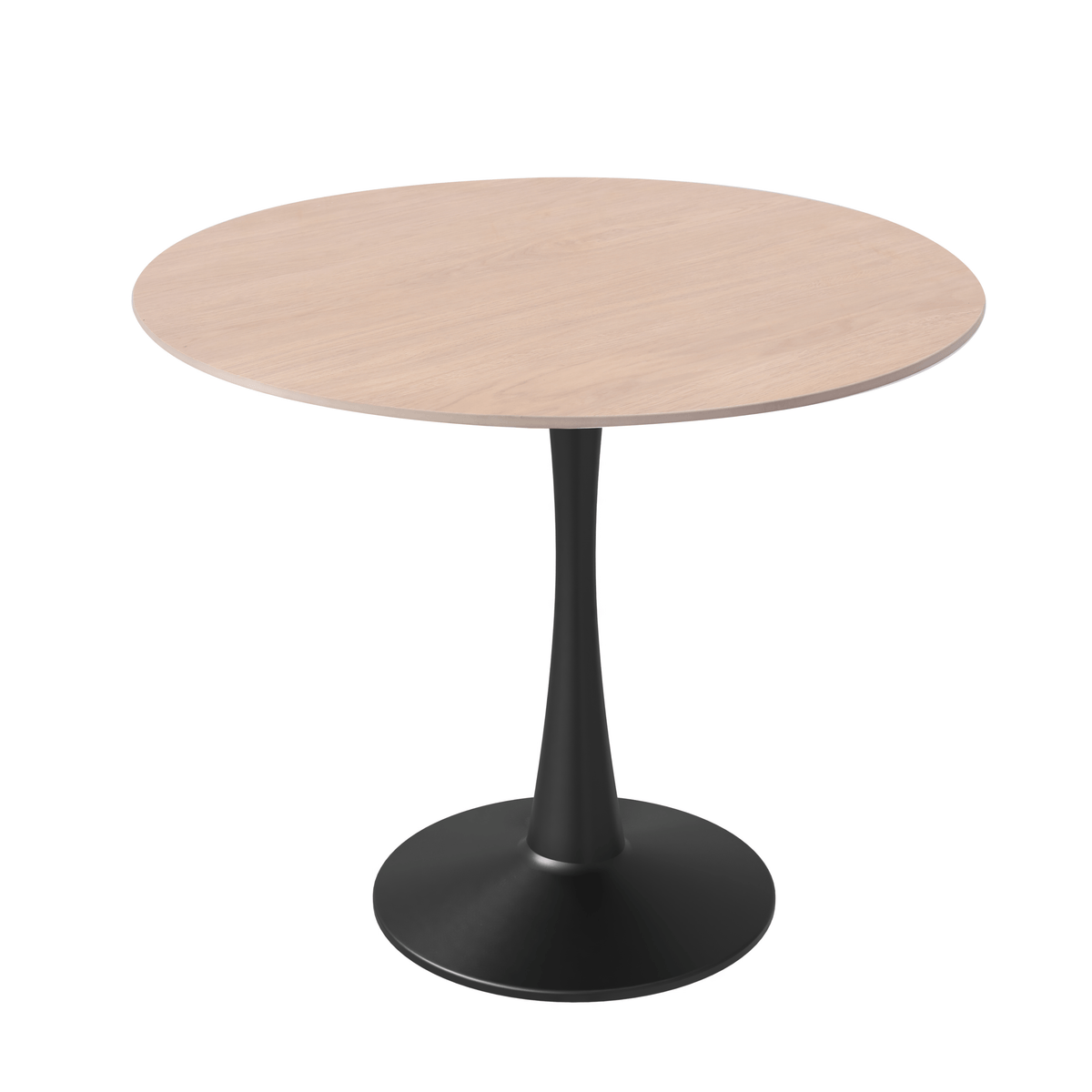 Bristol Round Dining Table, MDF, Natural Wood | LeisureMod
