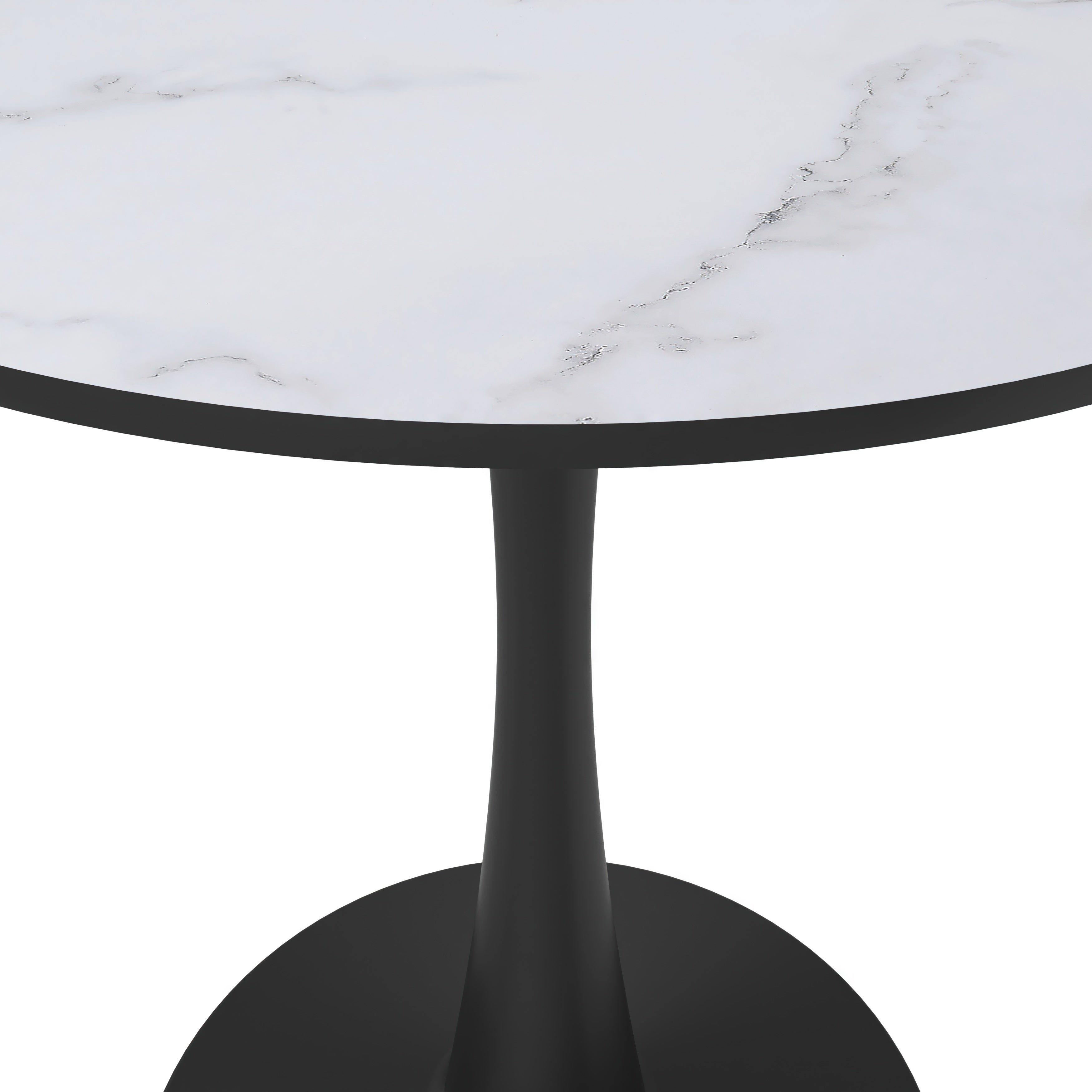Bristol Round Dining Table with MDF/Sintered Stone/Glass Tabletop in Black Steel Base