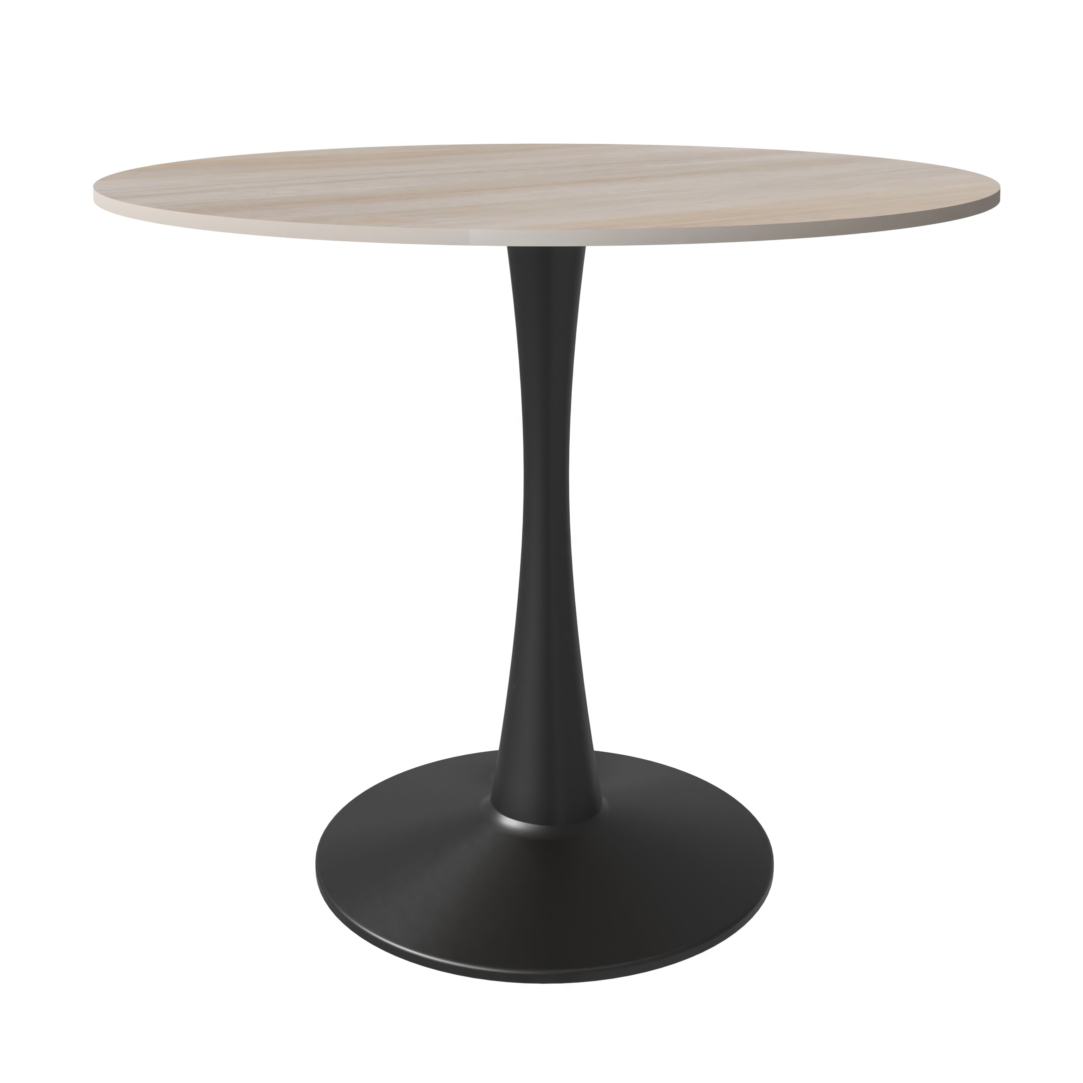 Bristol Round Dining Table with MDF/Sintered Stone/Glass Tabletop in Black Steel Base