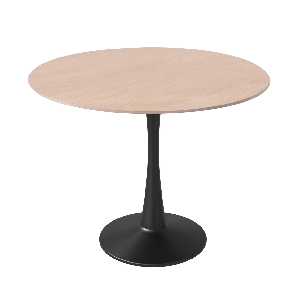 Bristol Round Dining Table, MDF, Natural Wood | LeisureMod