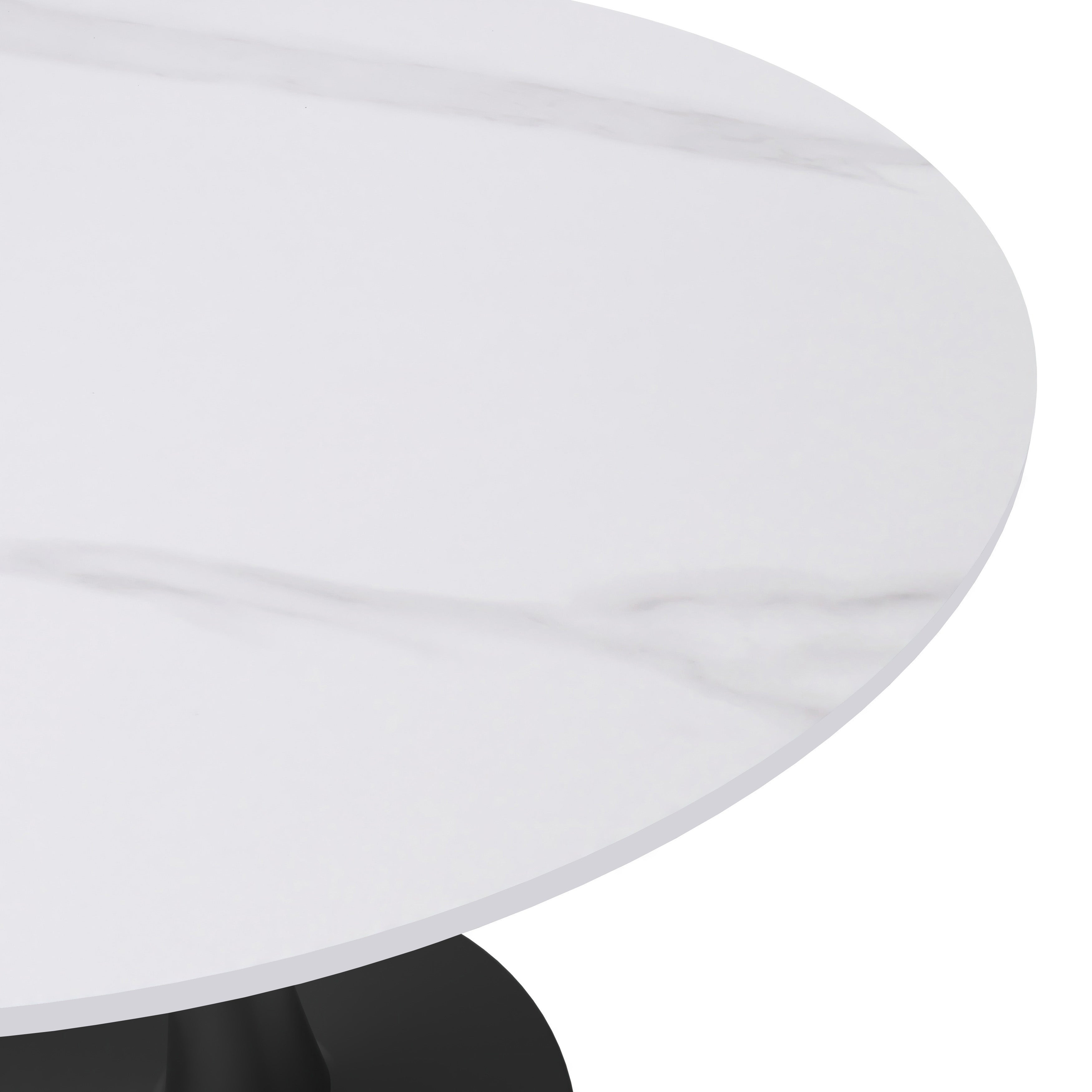 Bristol Round Dining Table with MDF/Sintered Stone/Glass Tabletop in Black Steel Base