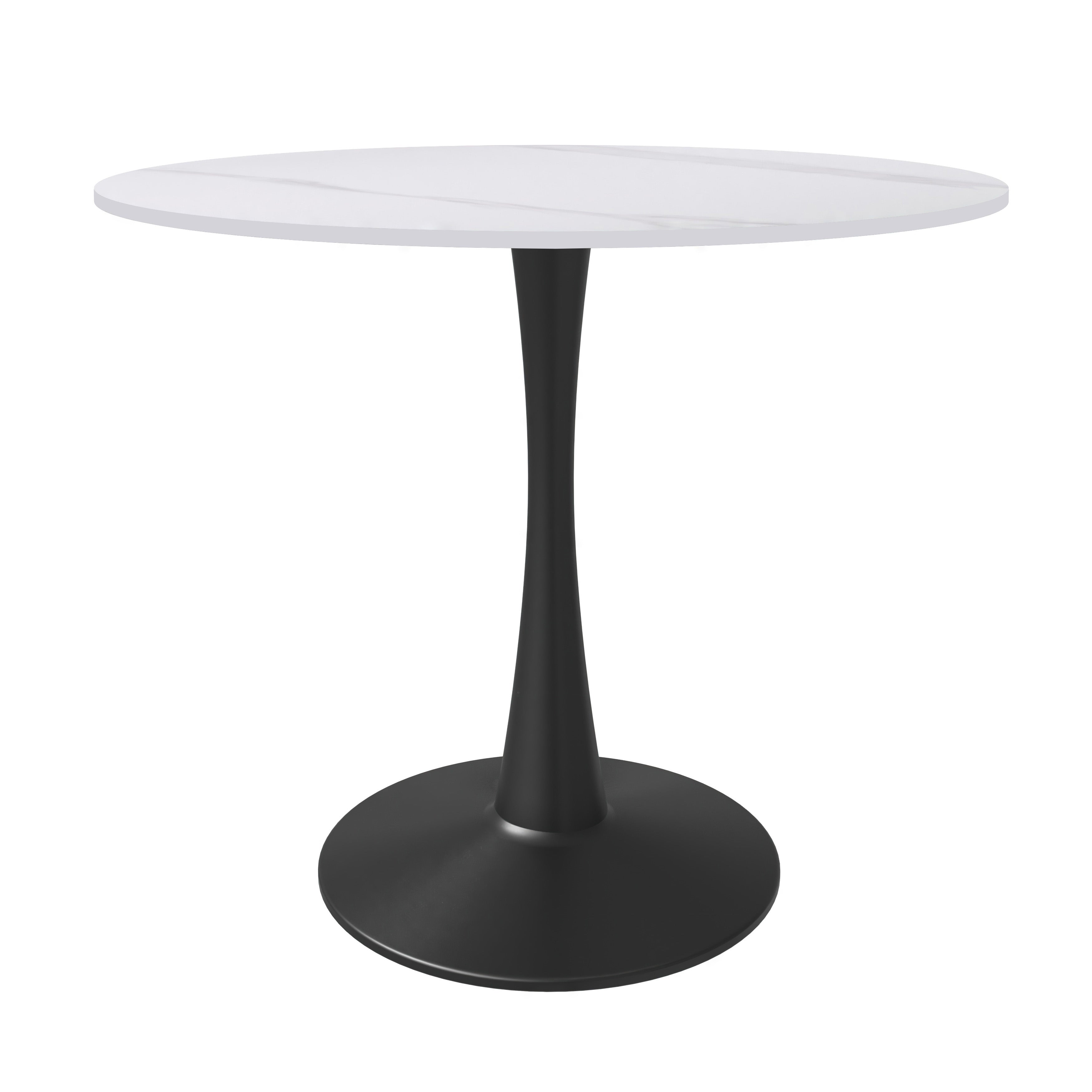Bristol Round Dining Table with MDF/Sintered Stone/Glass Tabletop in Black Steel Base