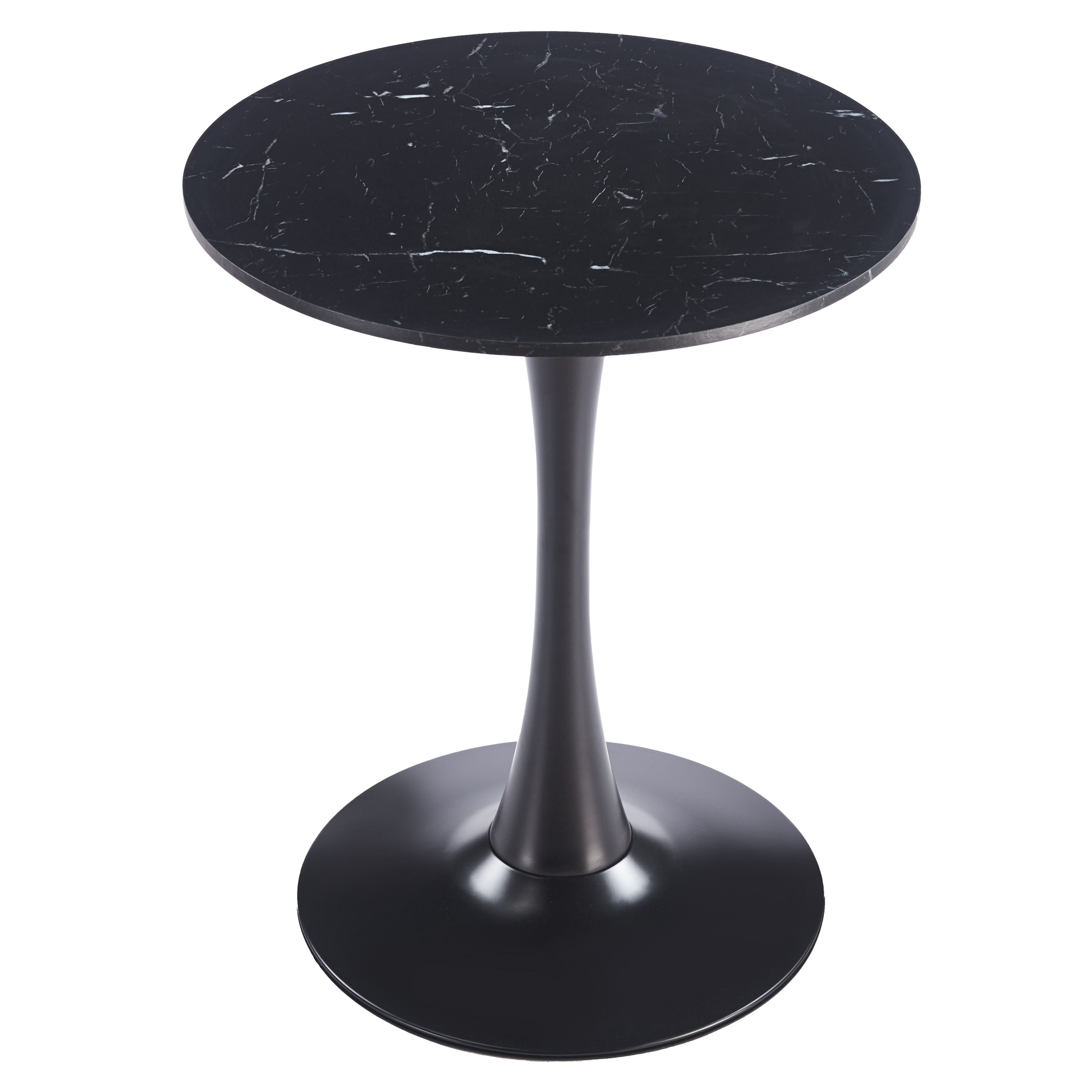 Bristol Round Dining Table with MDF/Sintered Stone/Glass and Bevel Design Tabletop in Black Steel Base
