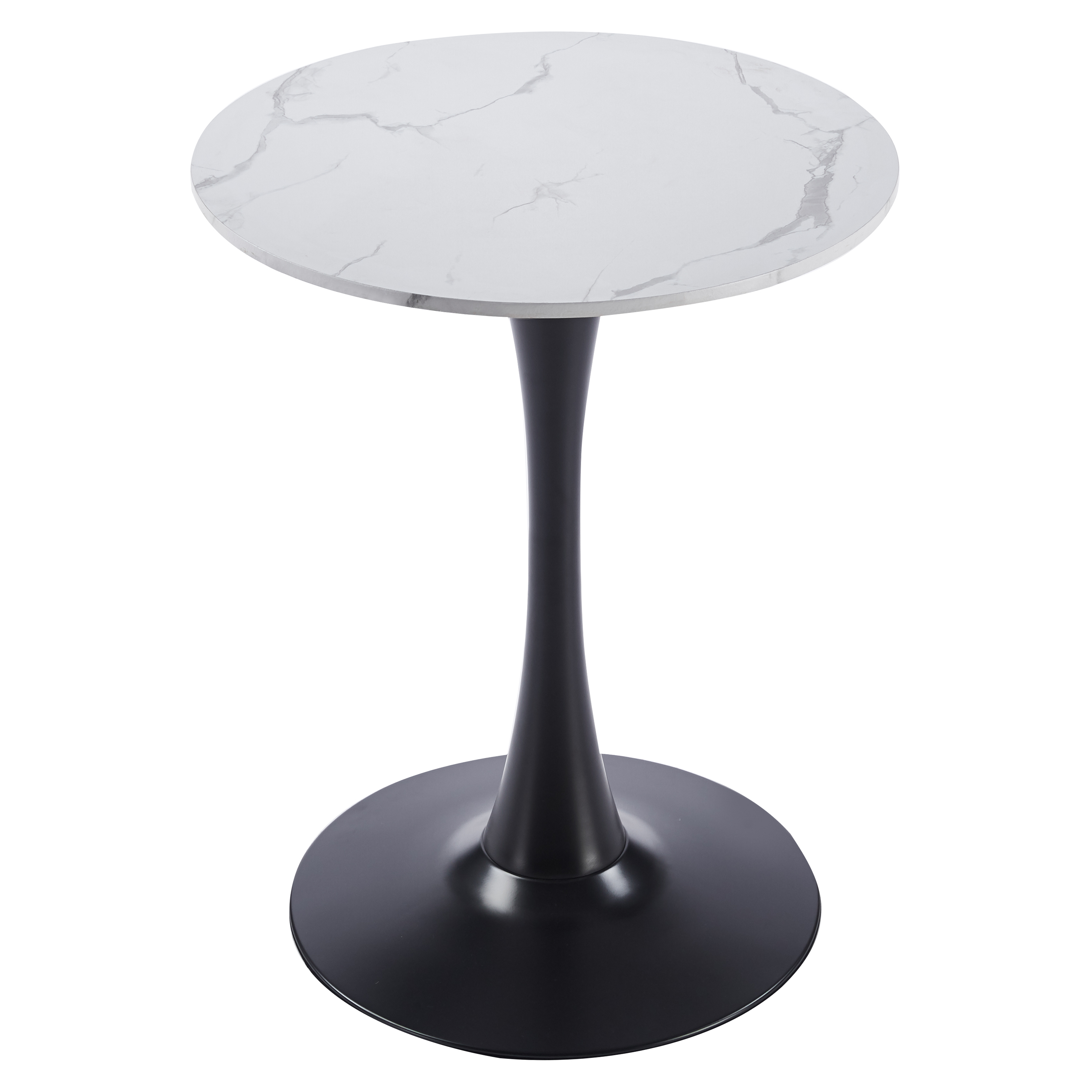 Bristol Round Dining Table with MDF/Sintered Stone/Glass and Bevel Design Tabletop in Black Steel Base