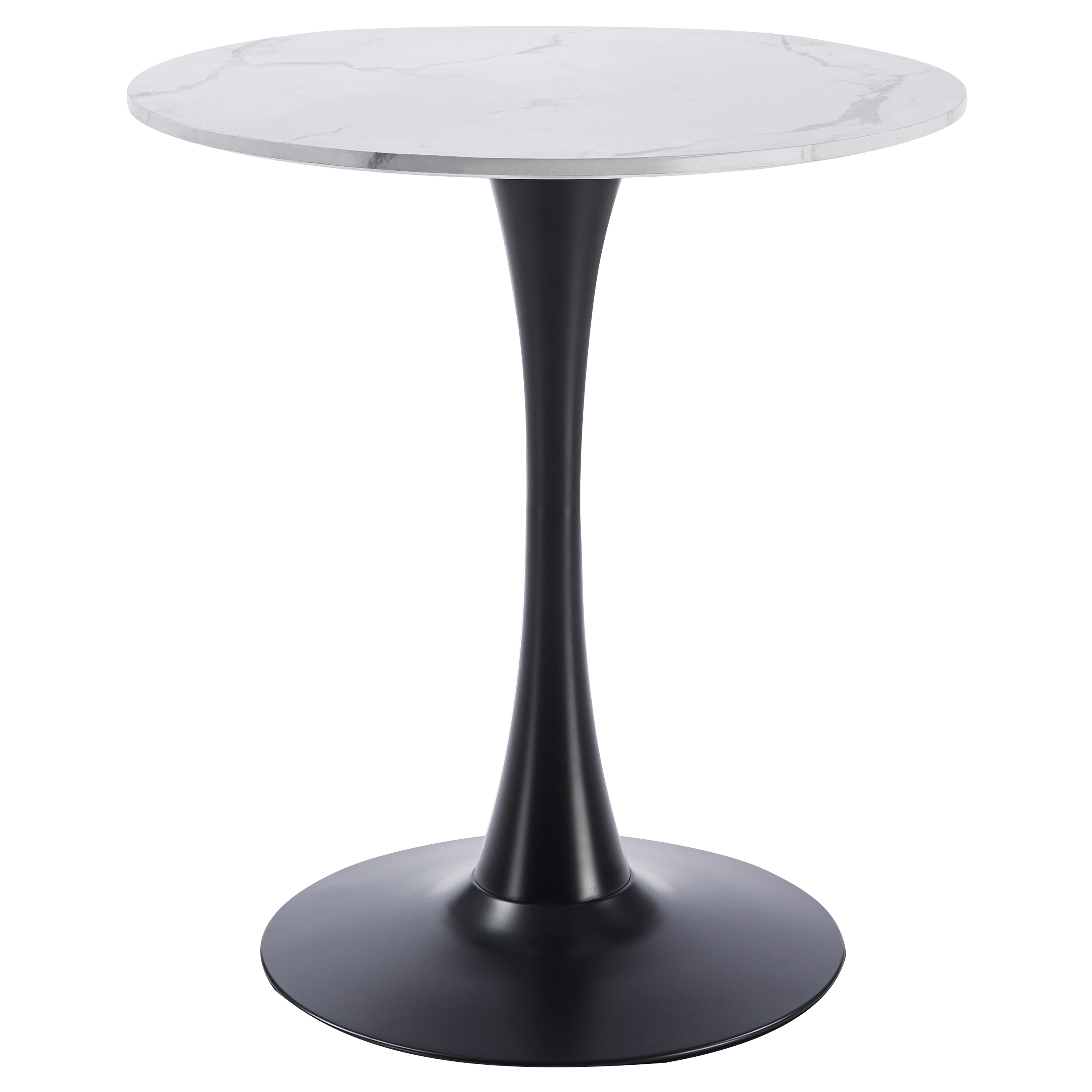 Bristol Round Dining Table with MDF/Sintered Stone/Glass and Bevel Design Tabletop in Black Steel Base
