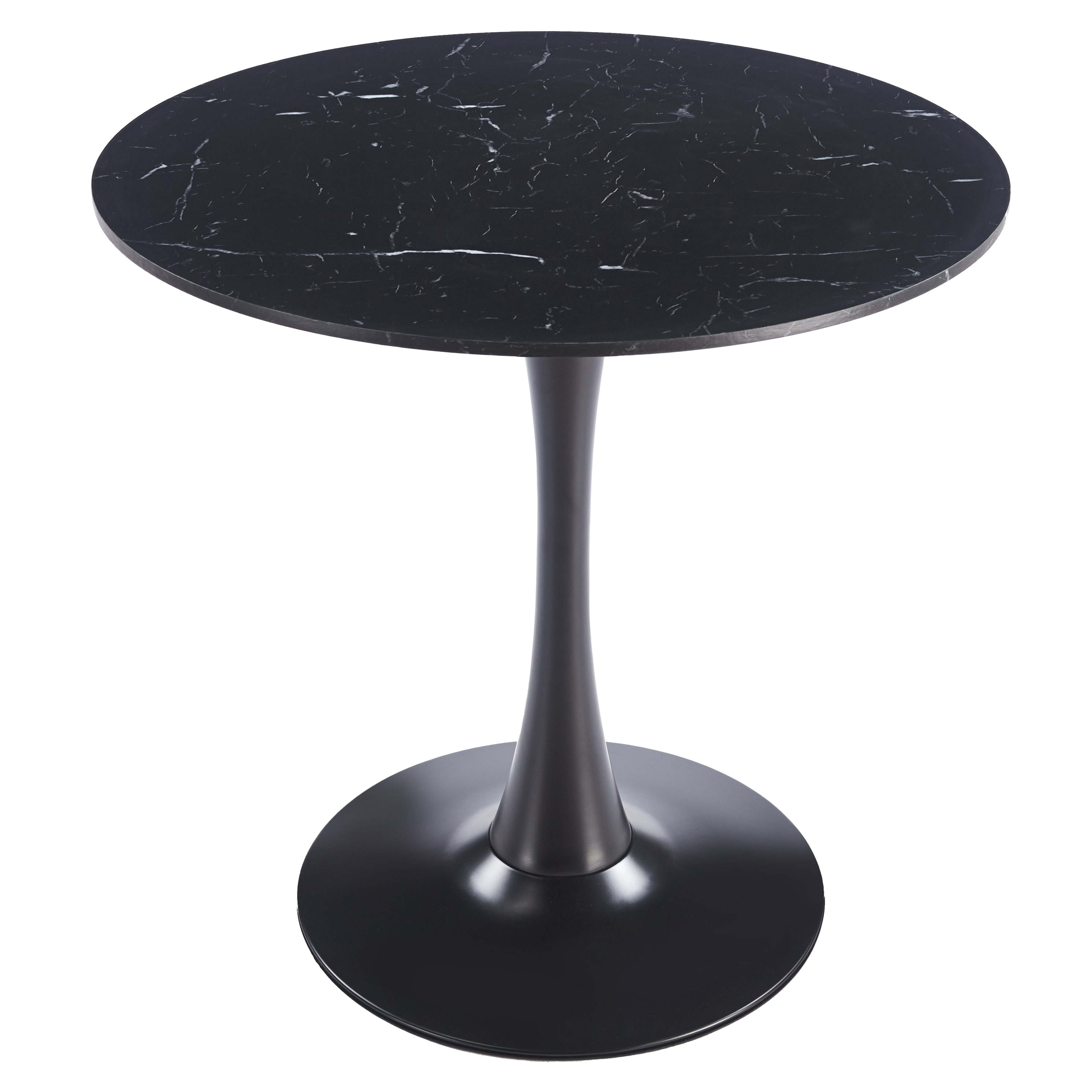 Bristol Round Dining Table with MDF/Sintered Stone/Glass and Bevel Design Tabletop in Black Steel Base