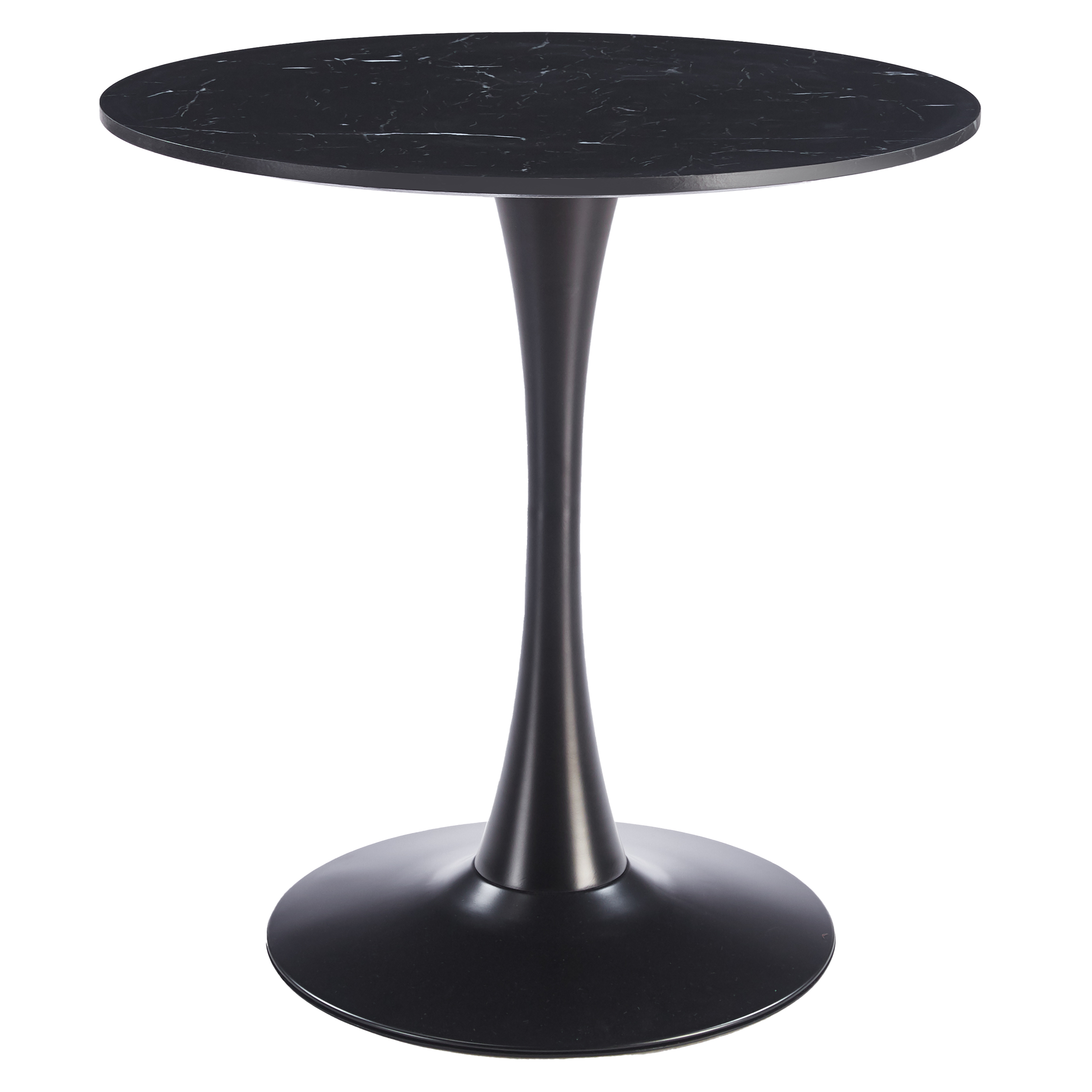 Bristol Round Dining Table with MDF/Sintered Stone/Glass and Bevel Design Tabletop in Black Steel Base