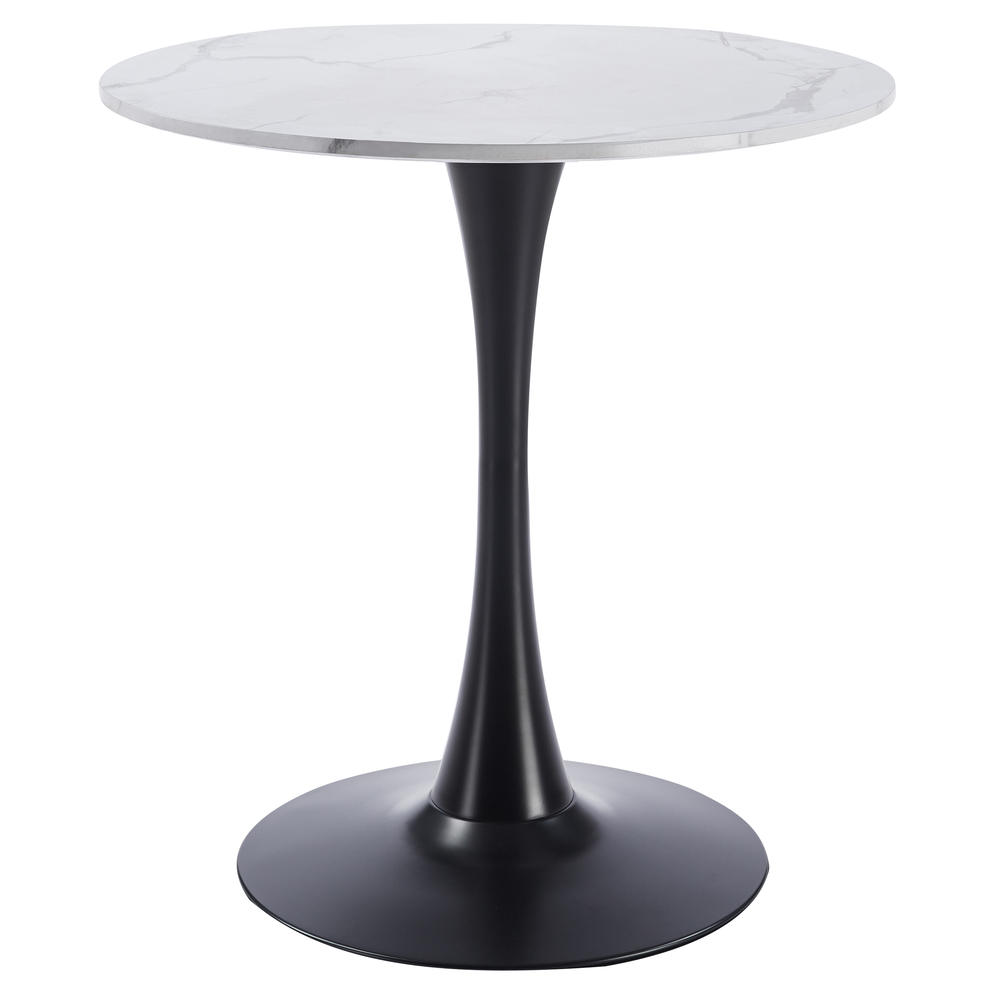 Bristol Round Dining Table with MDF/Sintered Stone/Glass and Bevel Design Tabletop in Black Steel Base